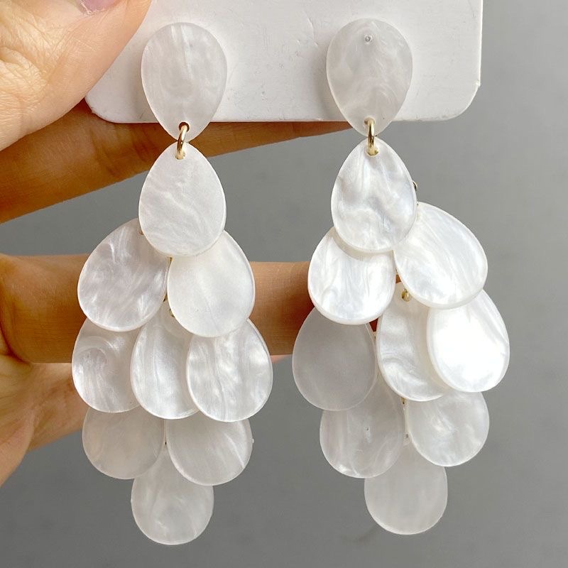 义乌欧美时尚耳环秋冬夸张个性水滴亚克力醋酸手工拼接耳坠度假风耳环工厂直销细节图