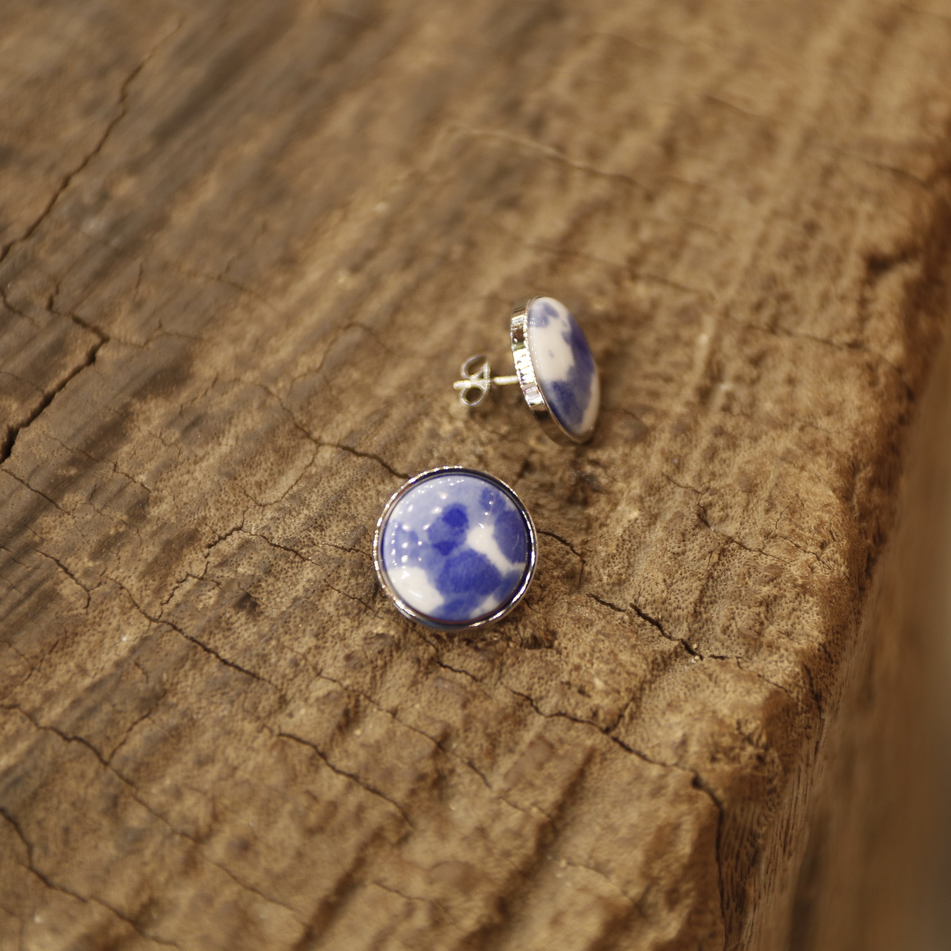 青花泼墨圆片耳环详情图2