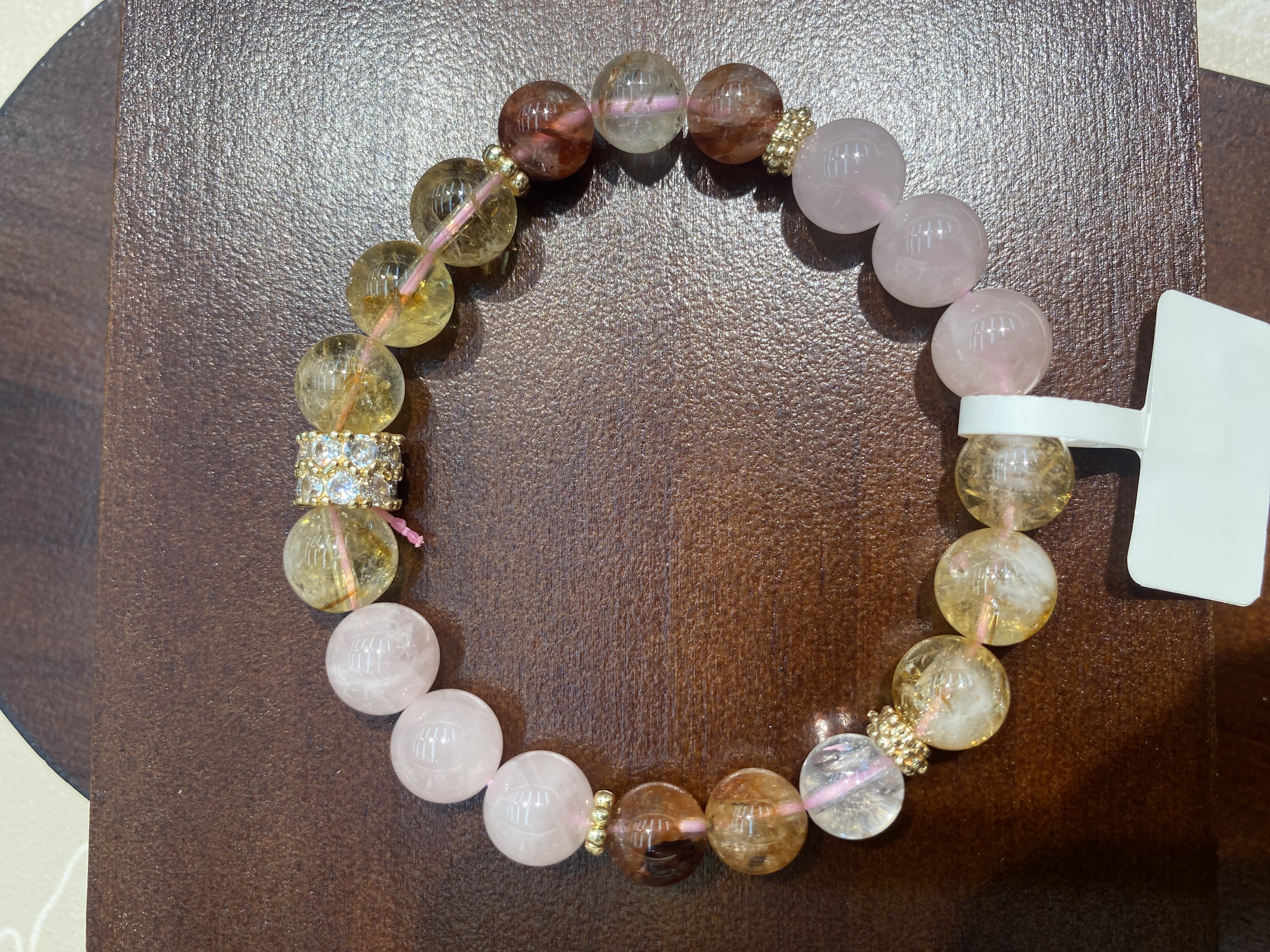 黄塔晶 粉水晶 红胶花