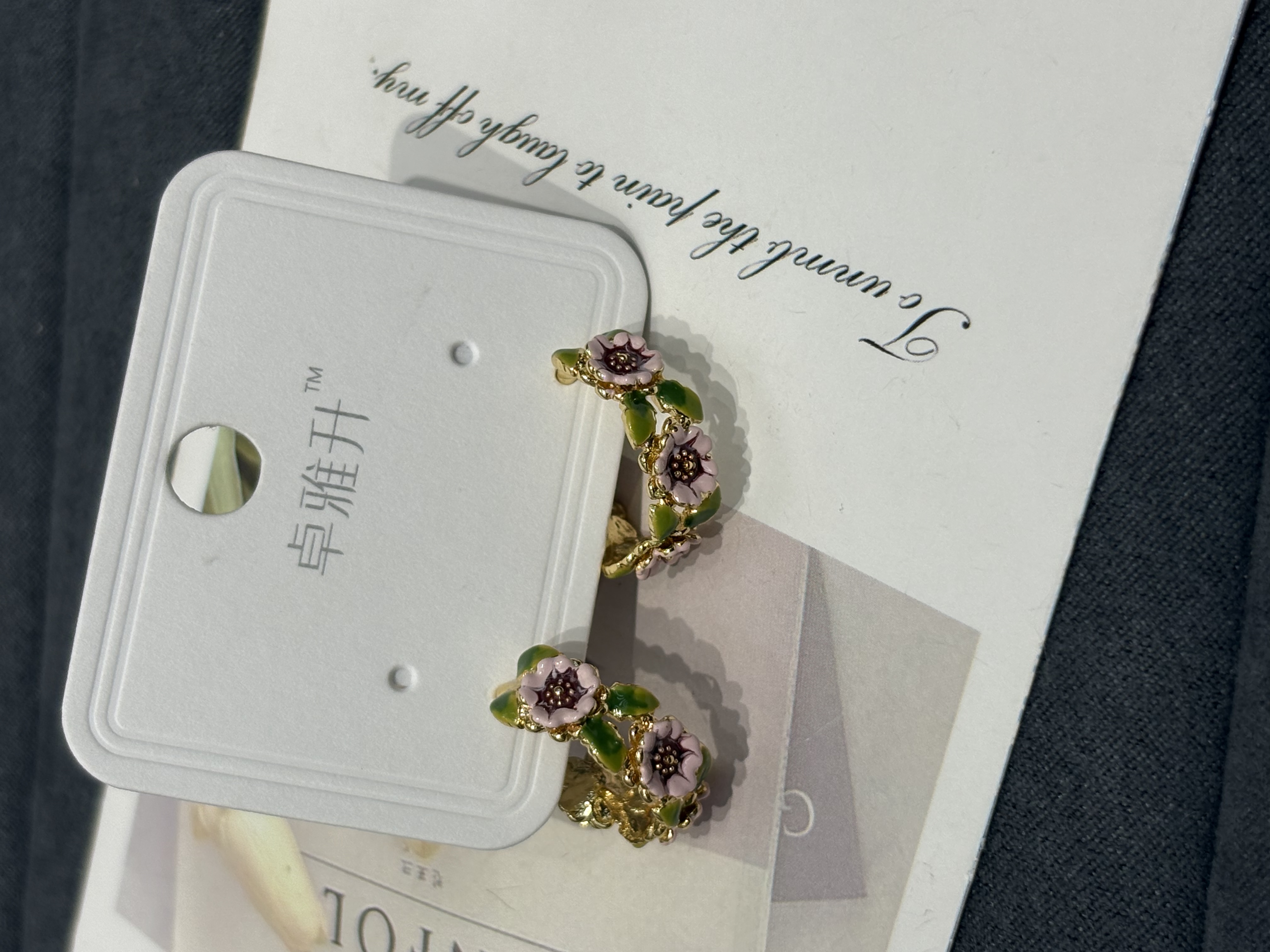 小众珐琅彩花耳圈，通勤约会都百搭产品图