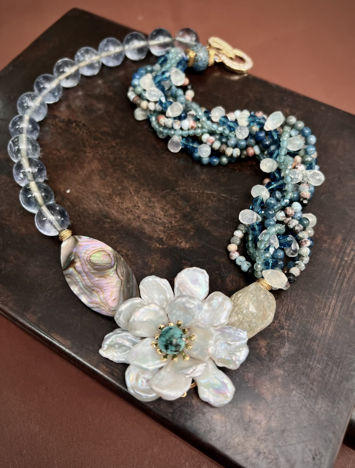 《珠光》复古文艺珍珠花项链女气质感配饰颈链 珠宝首饰