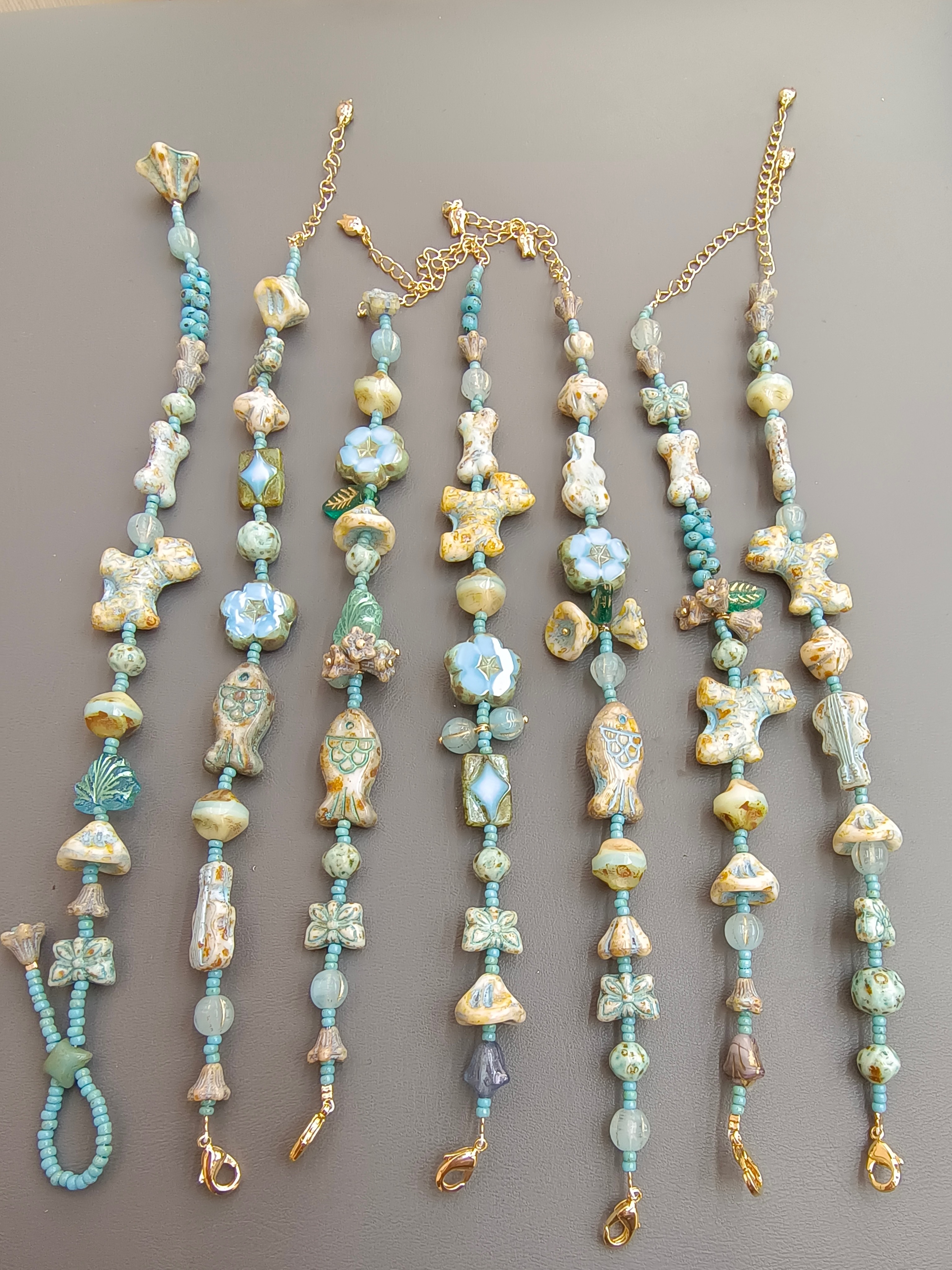 进口材质捷克琉璃松间拾趣森系手链