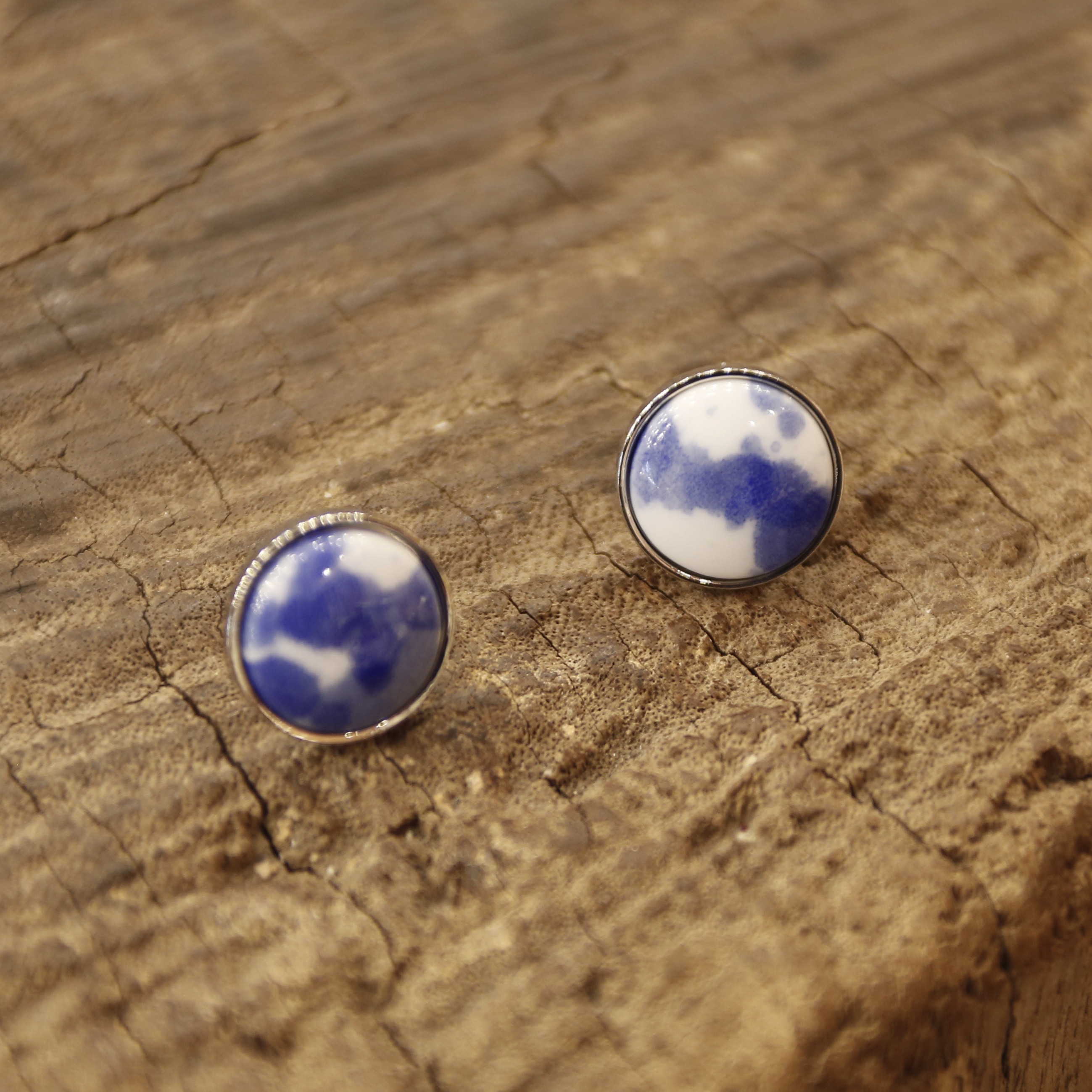 青花泼墨圆片耳环详情图3