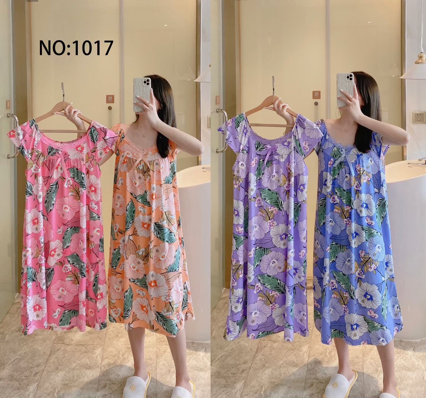 Summer breathable cotton nightgown, loose home wear for women, comfortable and laid-back style for home wear detail image 11