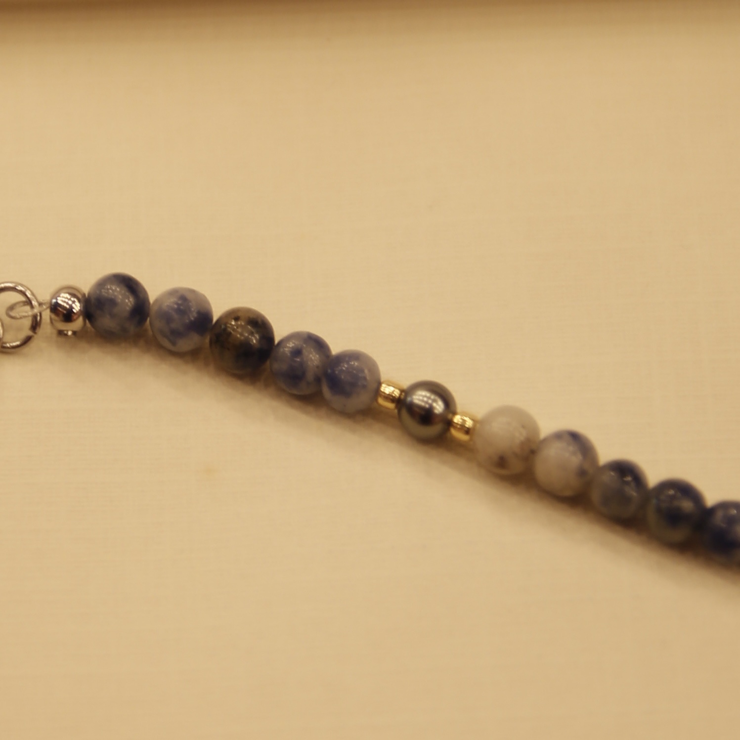 青花泼墨圆片串珠手链详情图2