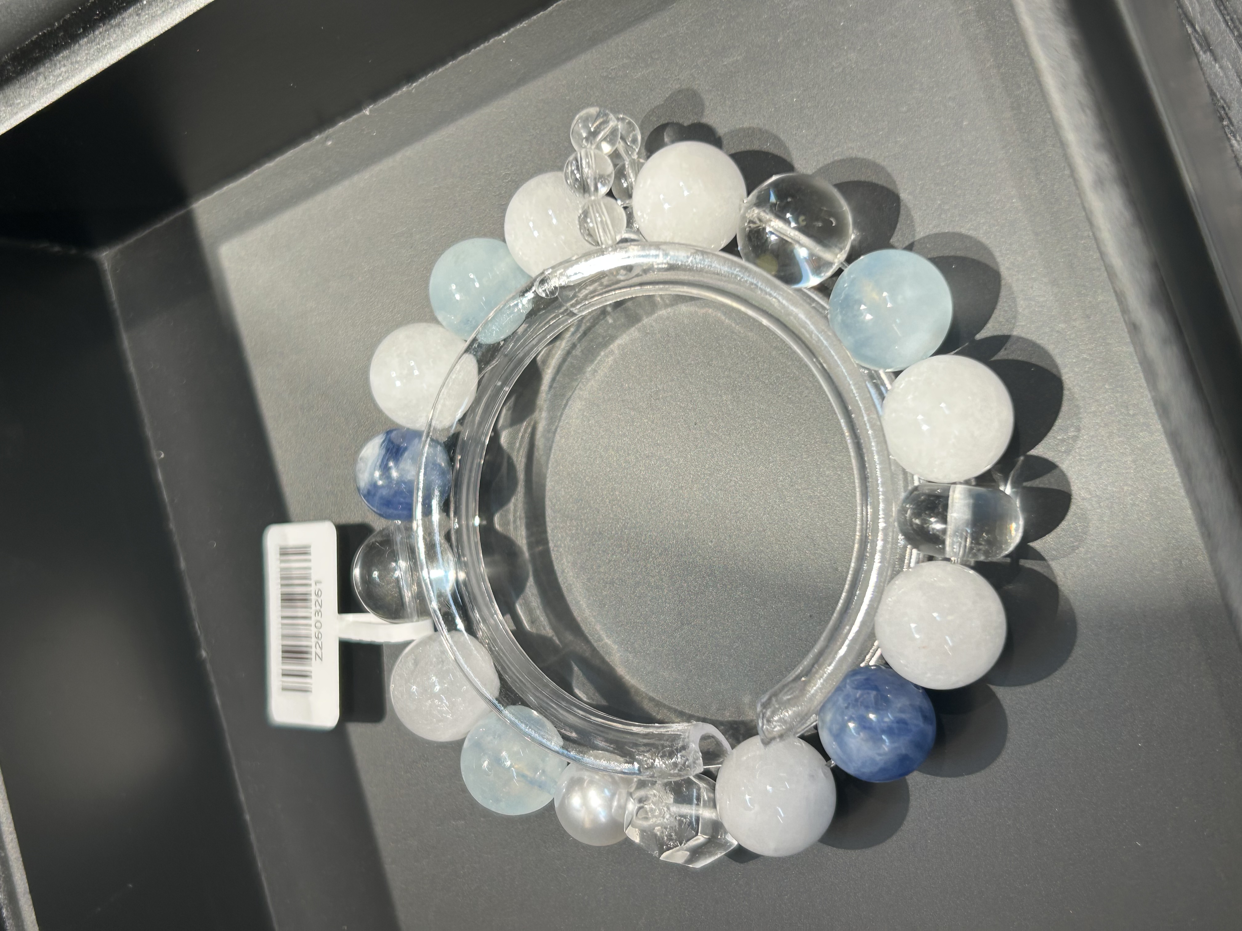 水晶手串天然白水晶海蓝宝白幽灵手串现货批发