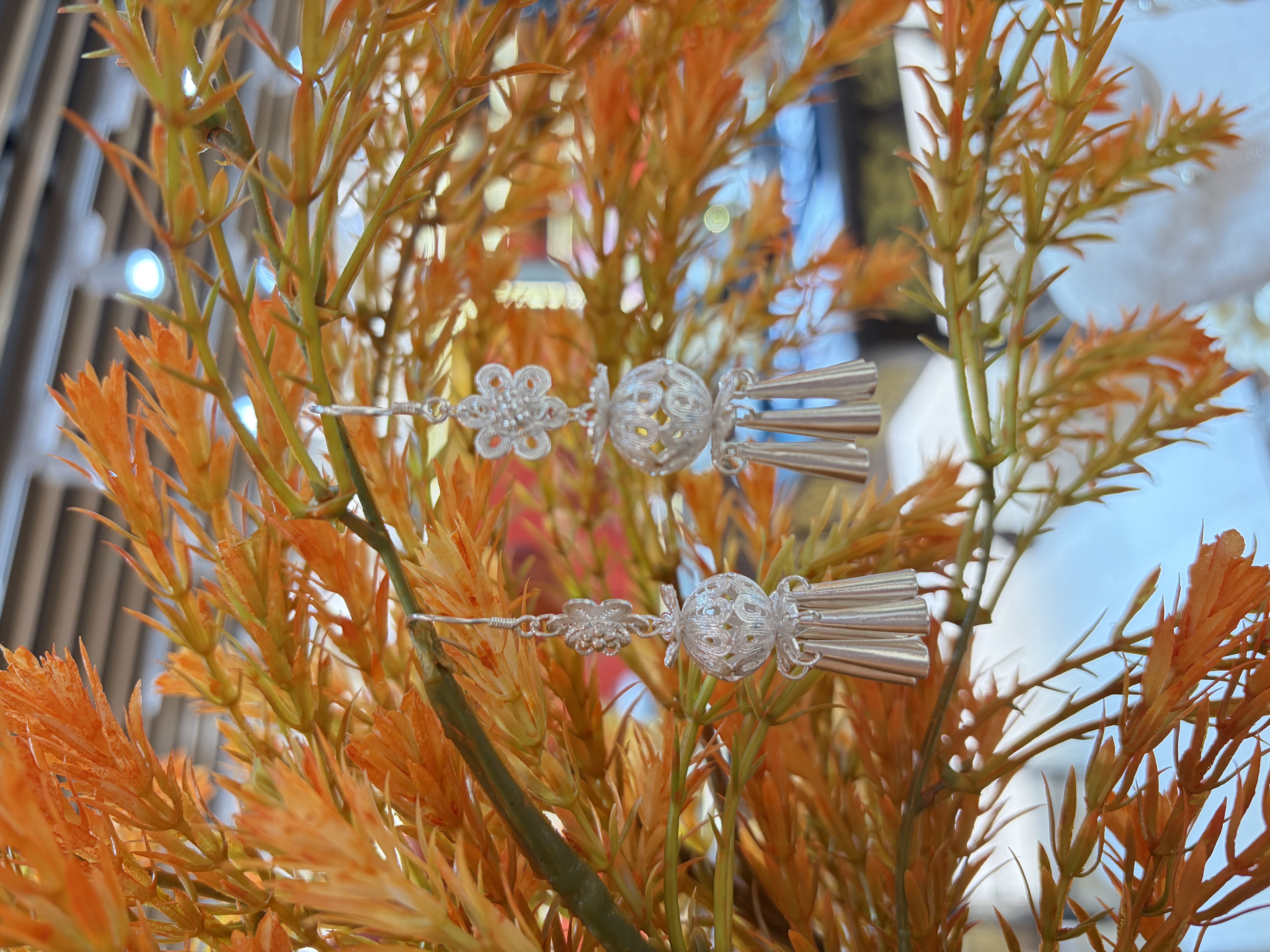 纯银耳坠灯笼流苏耳坠