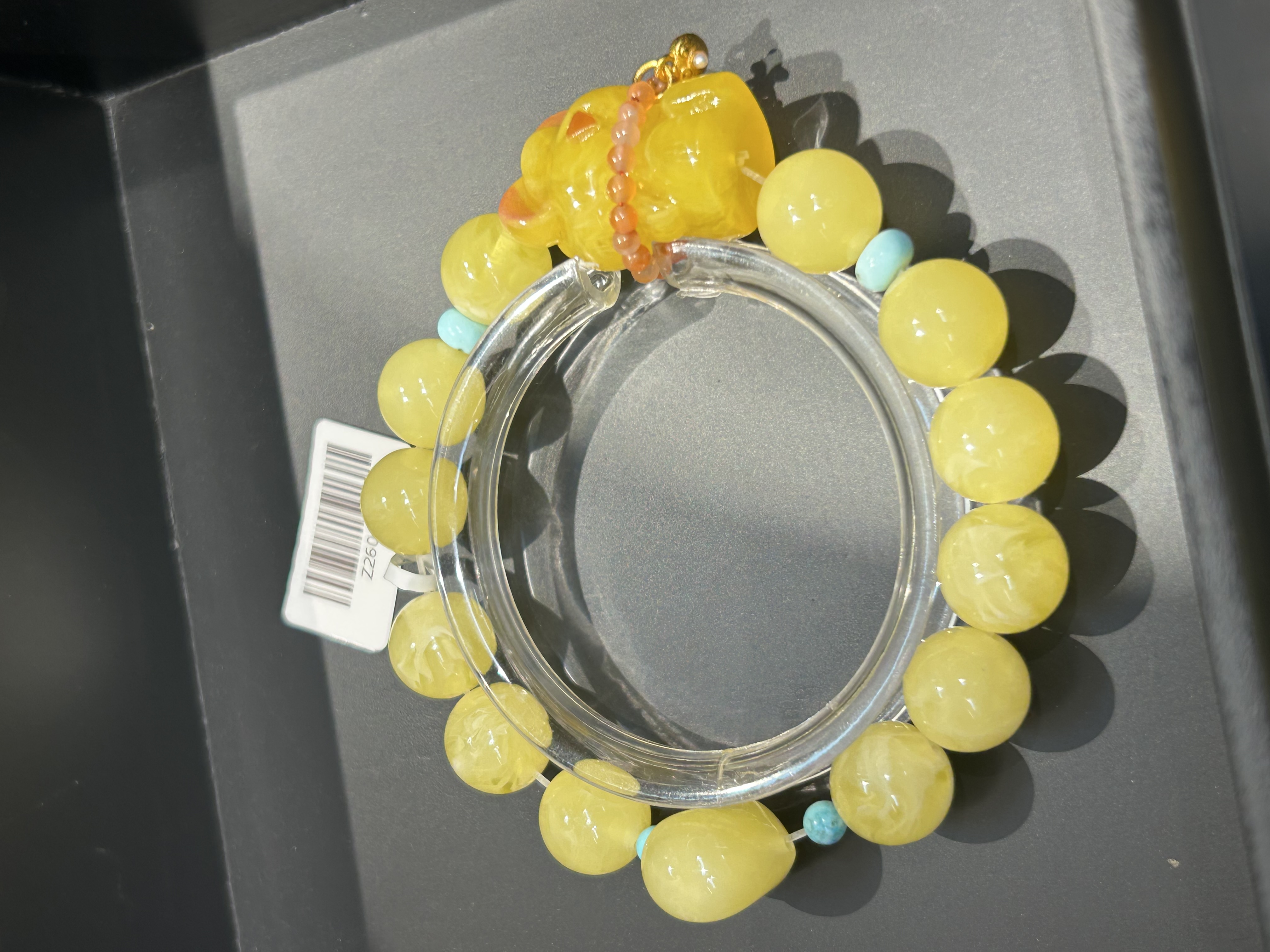 二代蜜蜡小熊手串现货批发