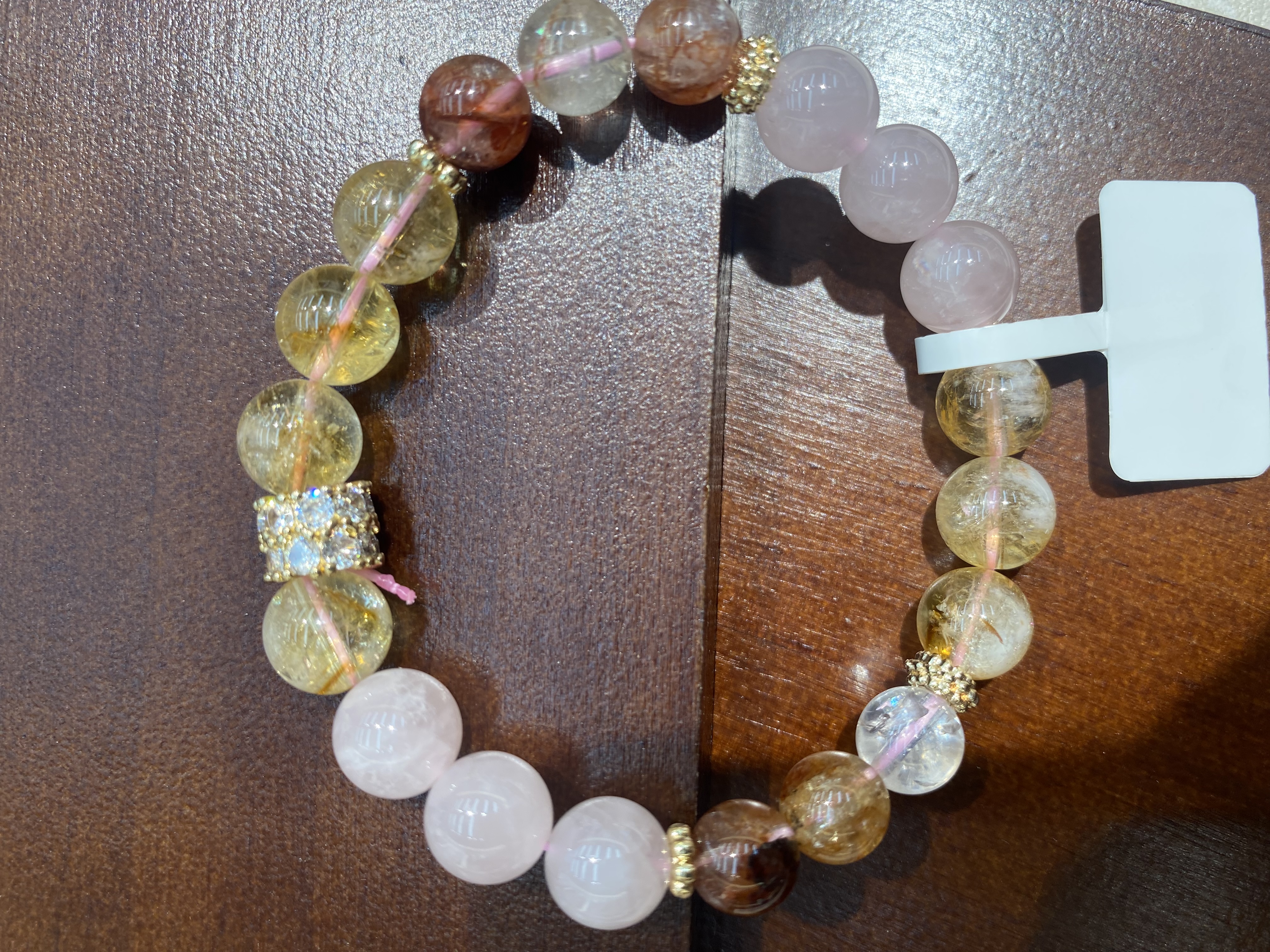 黄塔晶 粉水晶 红胶花产品图