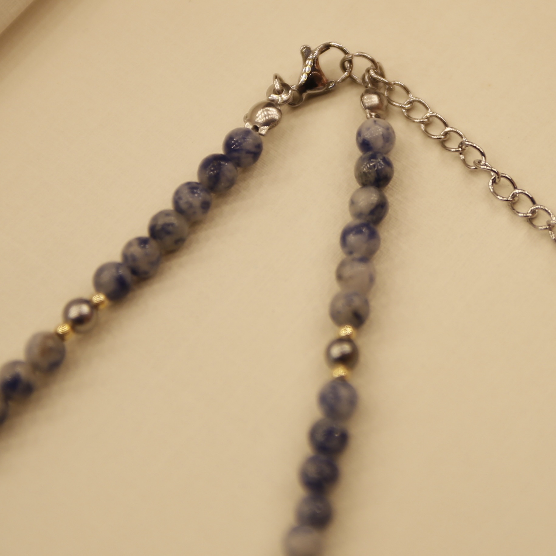 青花泼墨圆片串珠手链详情图4