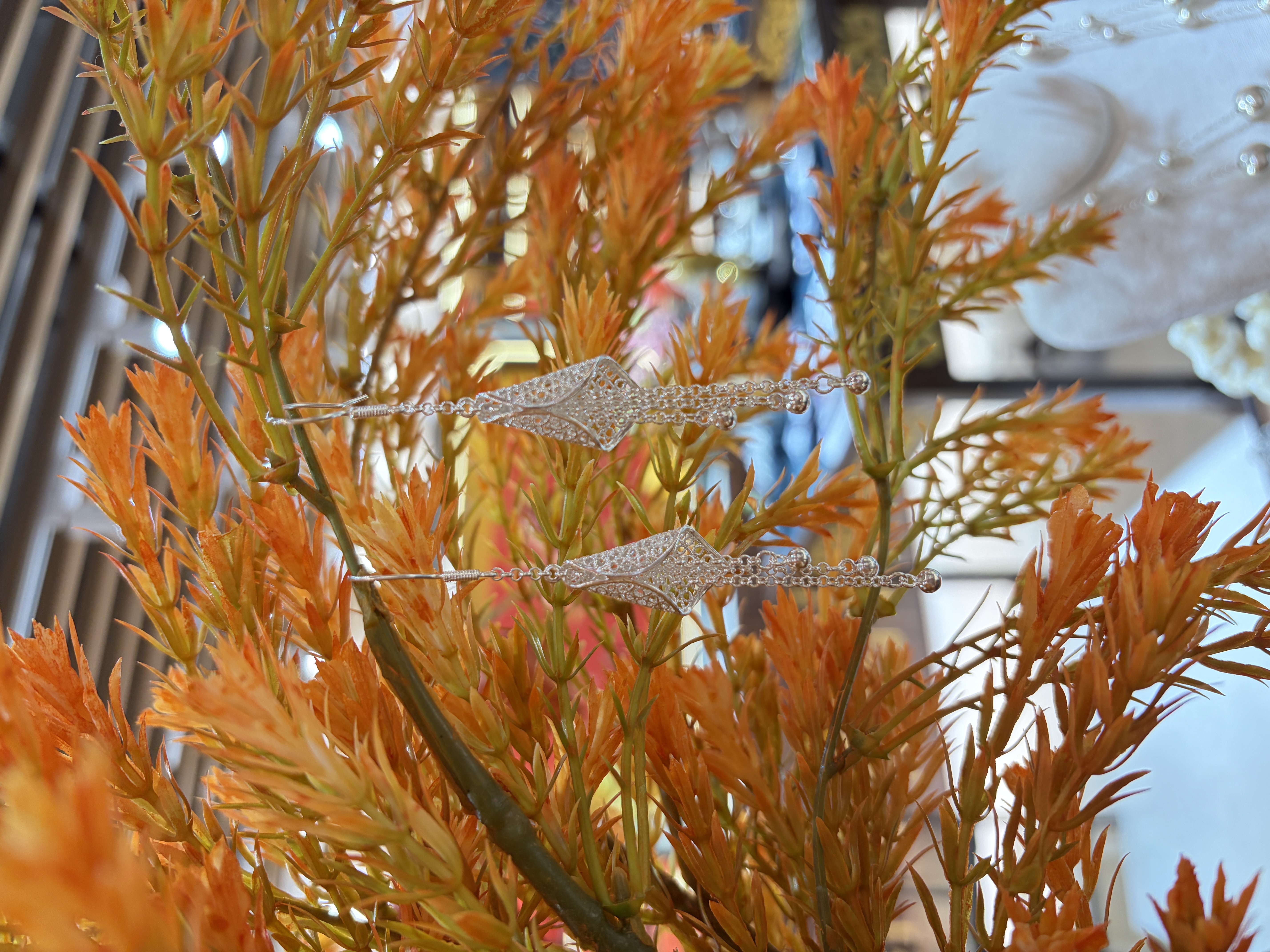 纯银耳坠马蹄莲流苏耳坠