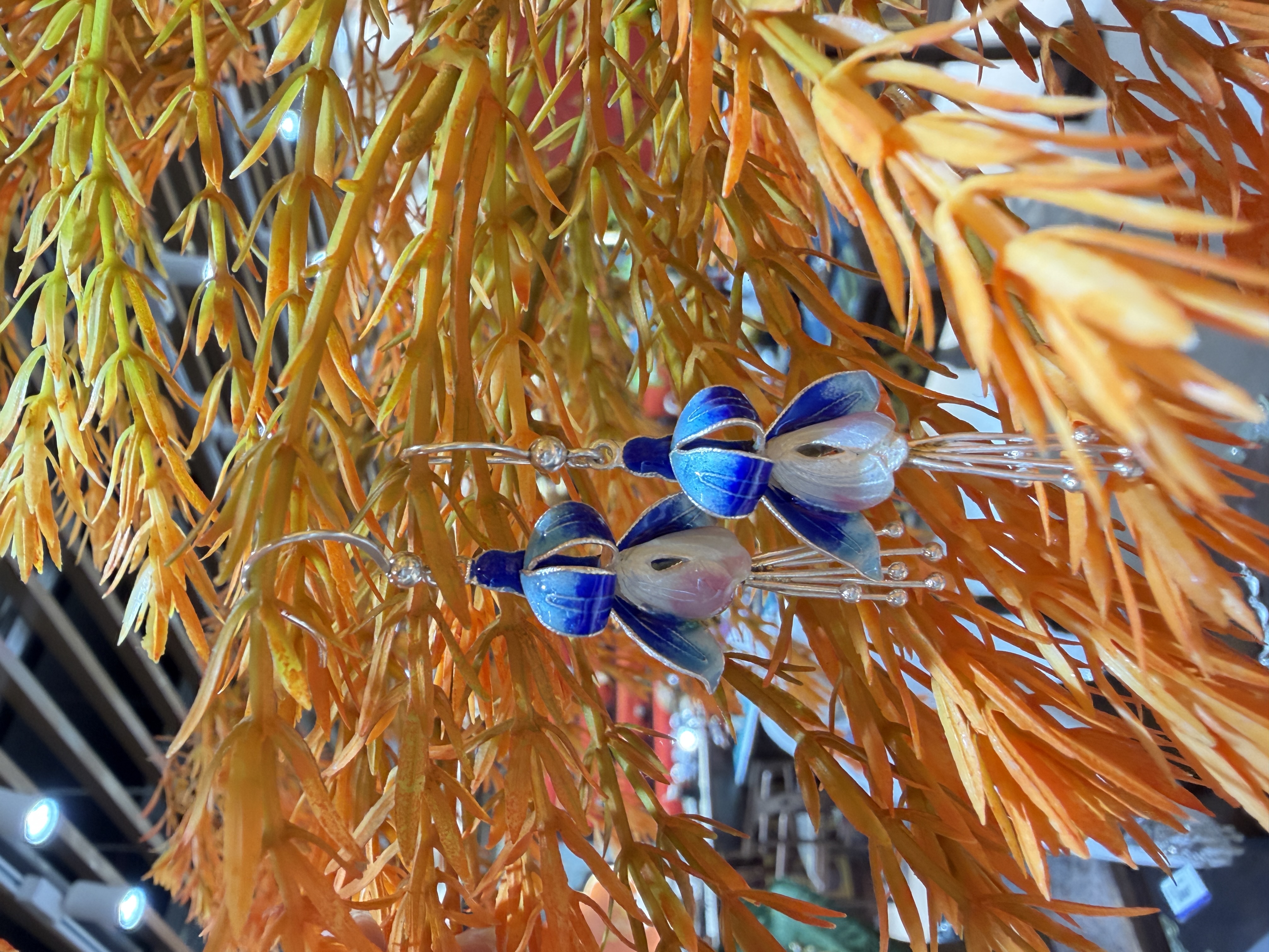 纯银耳坠金钟花丝耳坠