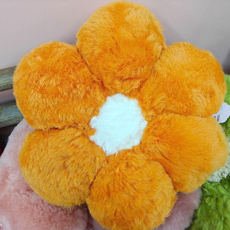 真羊毛橙色小花垫