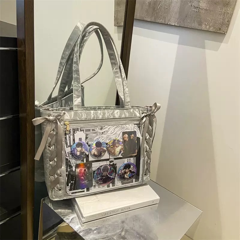 痛包大容量托特包包女日系丝带痛jk甜美少女二次元透明大食量谷子详情图4