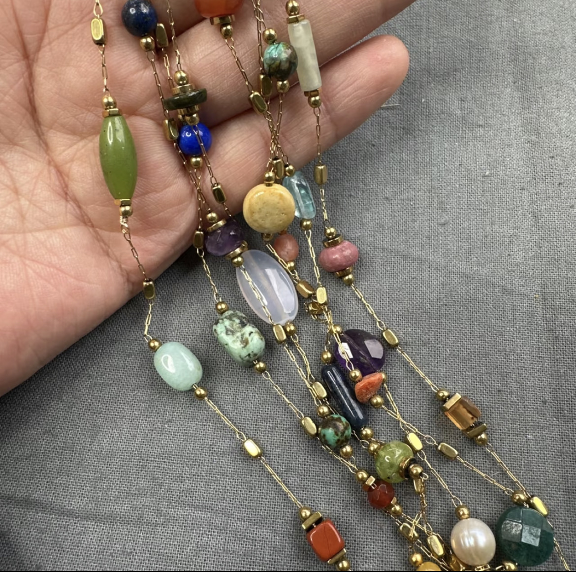 天然石多宝满天星防水项链 可定制任意长度40cm-10米 价格也可以自定义30元-上不封顶