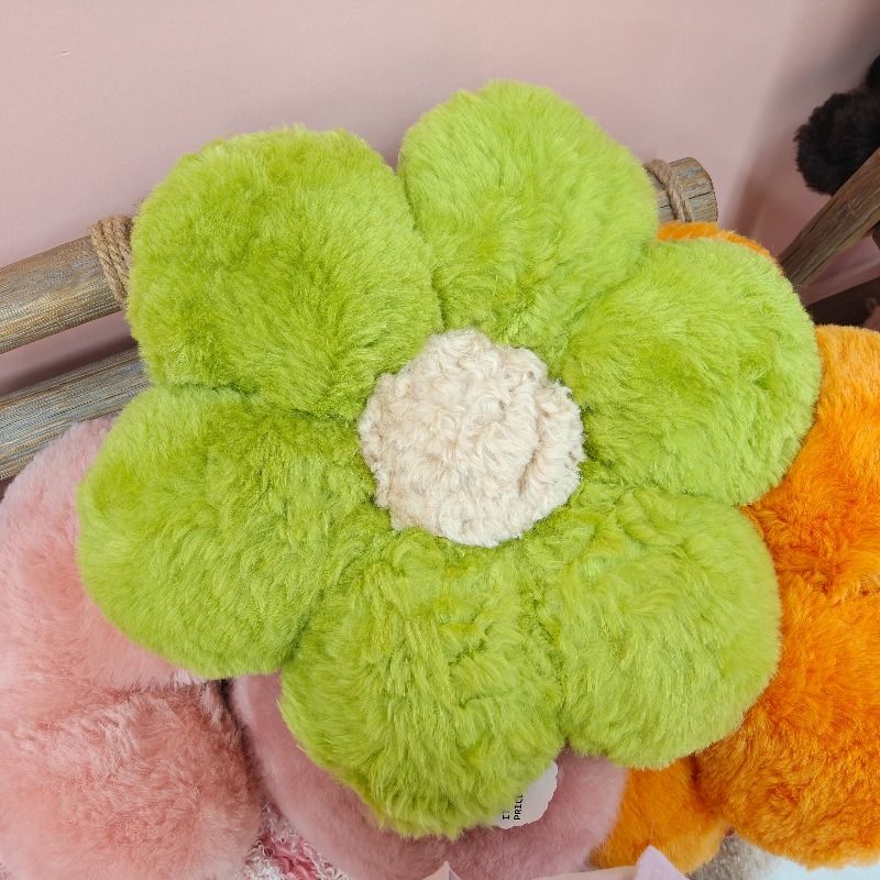 真羊毛绿色小花垫