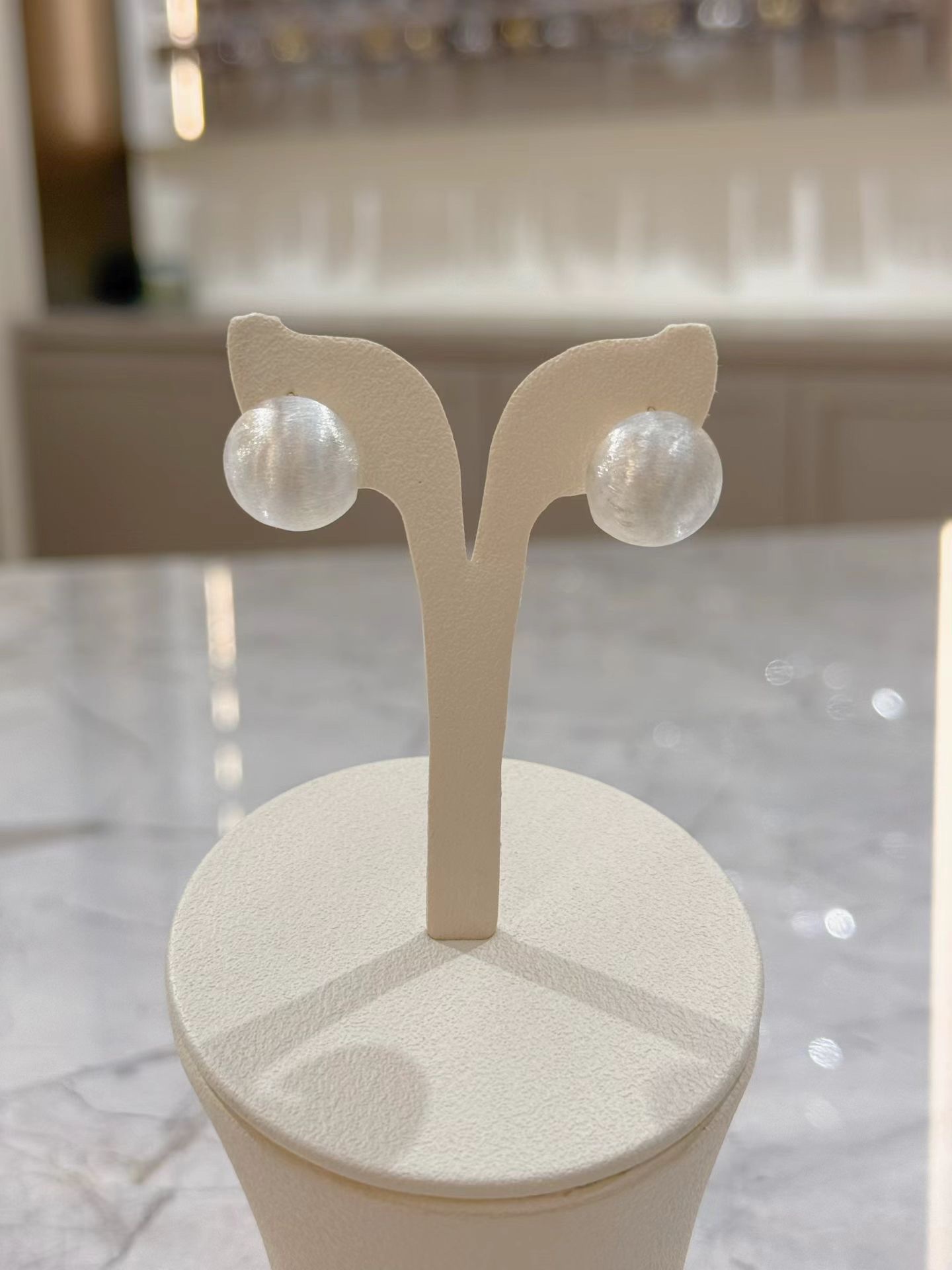 S925银针圆球拉丝网红耳扣