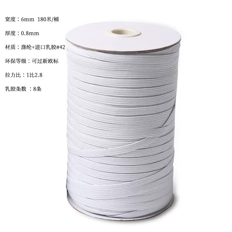 Elastic edge wrapping tape, walking belt, flat elastic band, 3mm, 4mm, 5mm, 6mm, 8mm, 1cm, 1.2cm, woven ribbed multi-functional woven tape pic 5