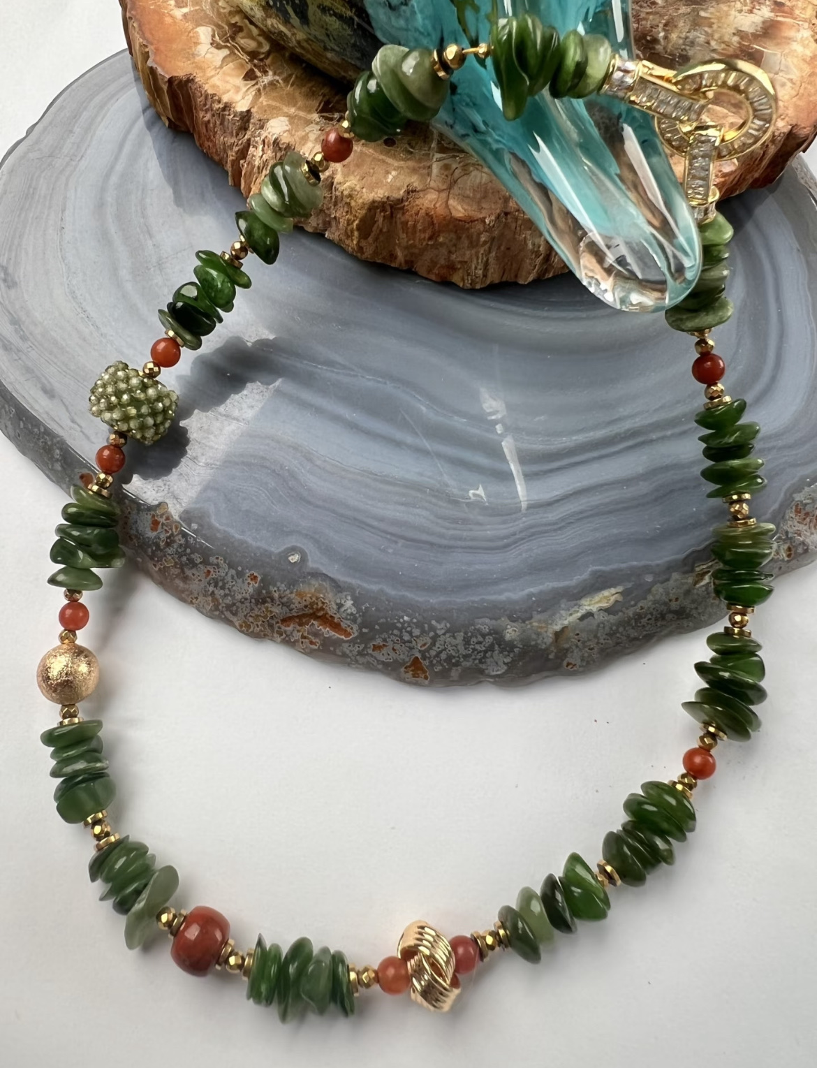 【碧绯】碧玉南红项链珠宝首饰