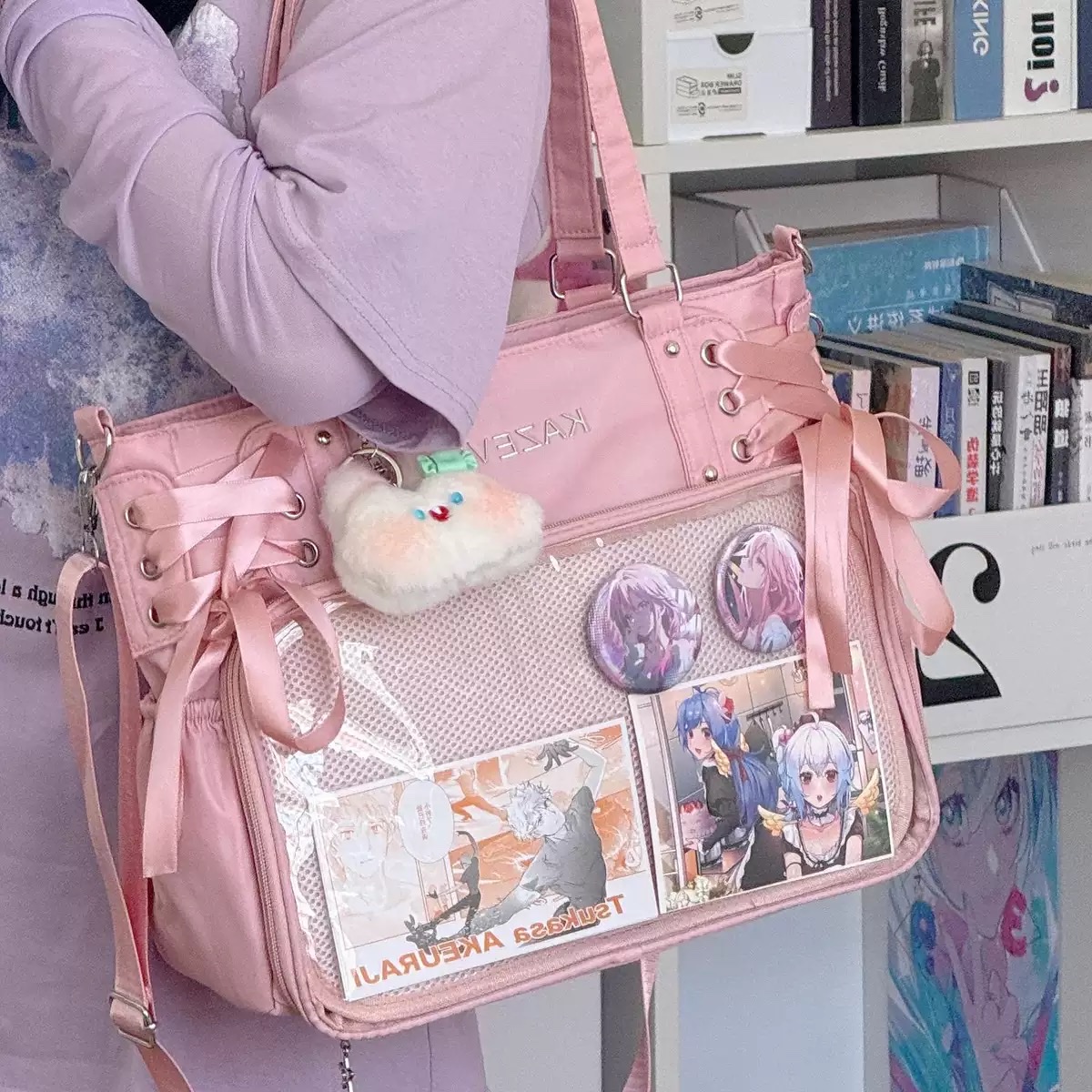 Daily ribbon pain bag, large-capacity student bag, big-appetite 2D bag, tote bag, crossbody millet single-shoulder bag, women's bag detail image 4