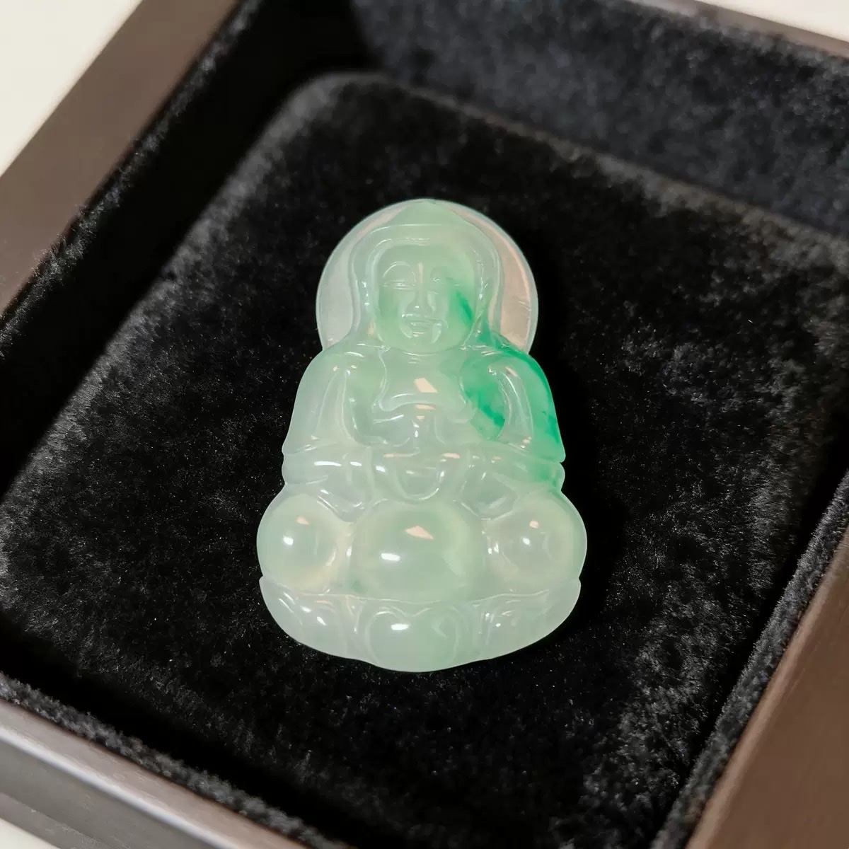 Natural African jade Guanyin pendant