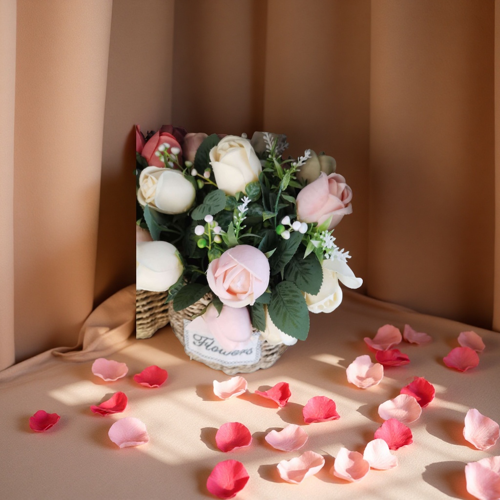 手工编织仿玫瑰花串花藤吊礼品仿真花玫瑰仿真180g