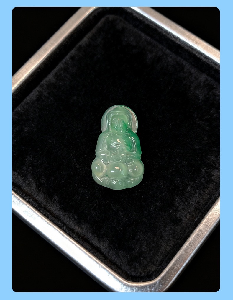 Natural African jade Guanyin pendant detail image 8