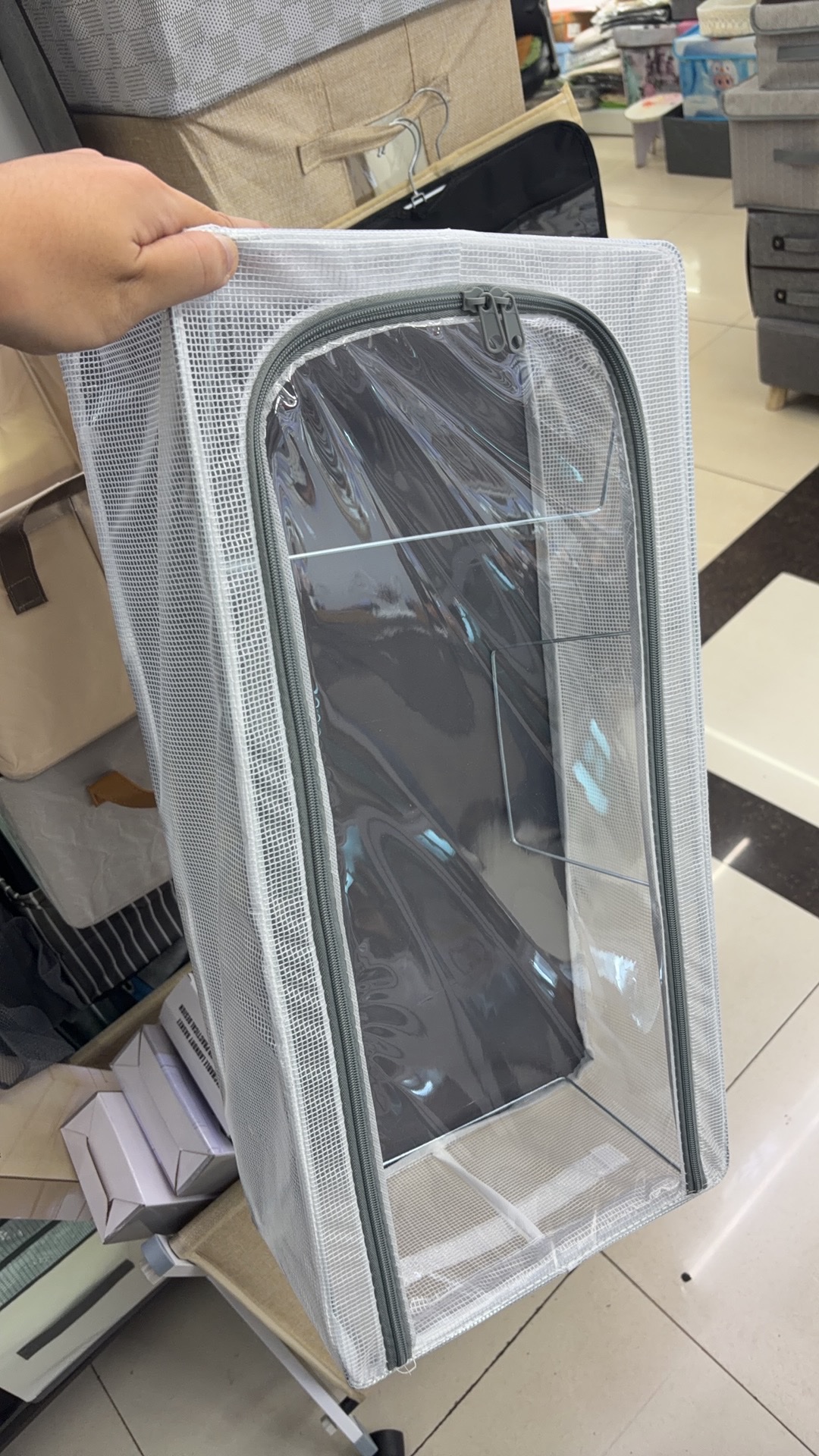 PVC夹网大号鞋盒60*30*15，鞋子收纳全透明鞋盒