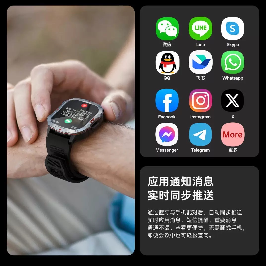 The C40pro smartwatch features heart rate blood oxygen and blood pressure monitoring, outdoor sports step counting, IP65 water resistance, Bluetooth call, remote control, selfie, intelligent reminder, magnetic charging strap and encoder detail image 15