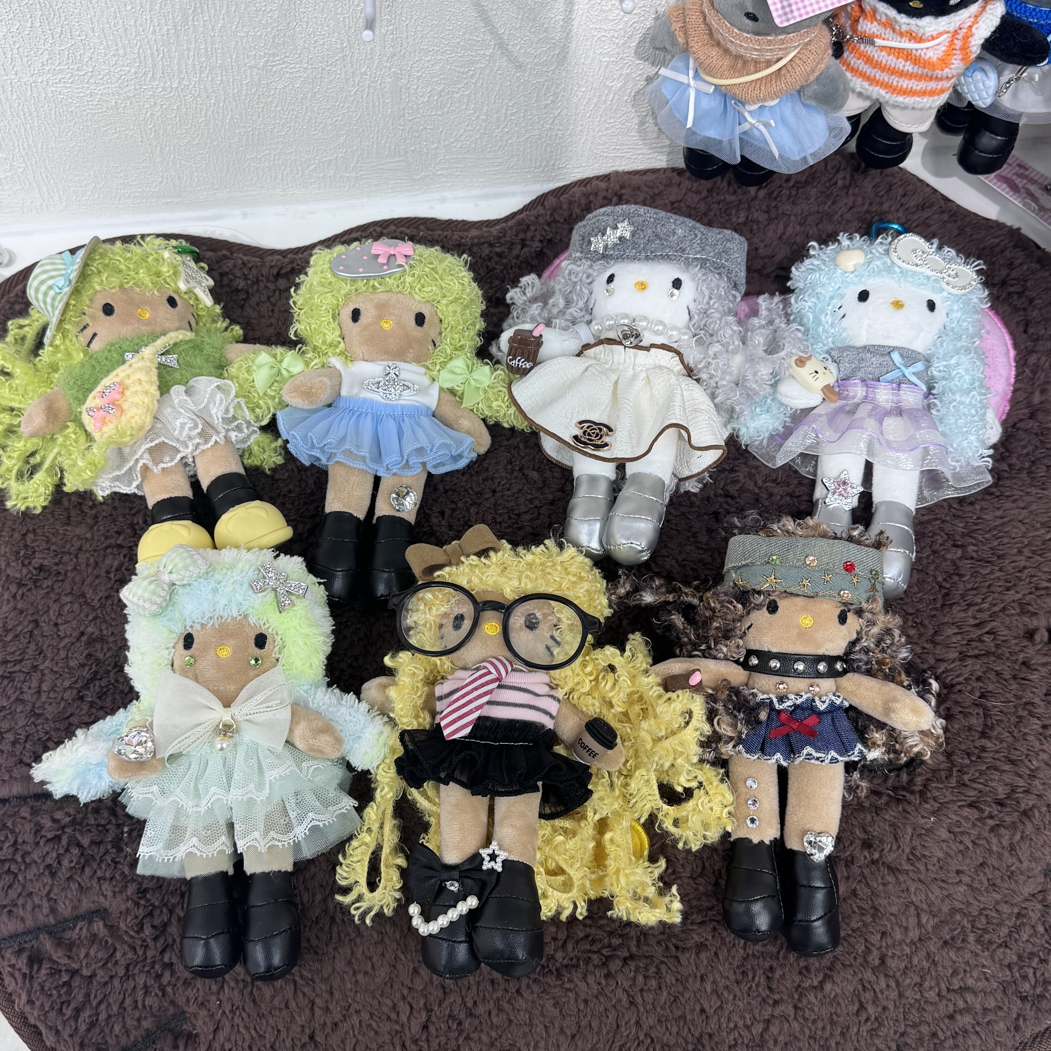 手工Dly手作卷毛HelloKitty玩偶 多色炸毛KT猫公仔 可爱少女心换装娃娃摆件礼物娃娃衣服