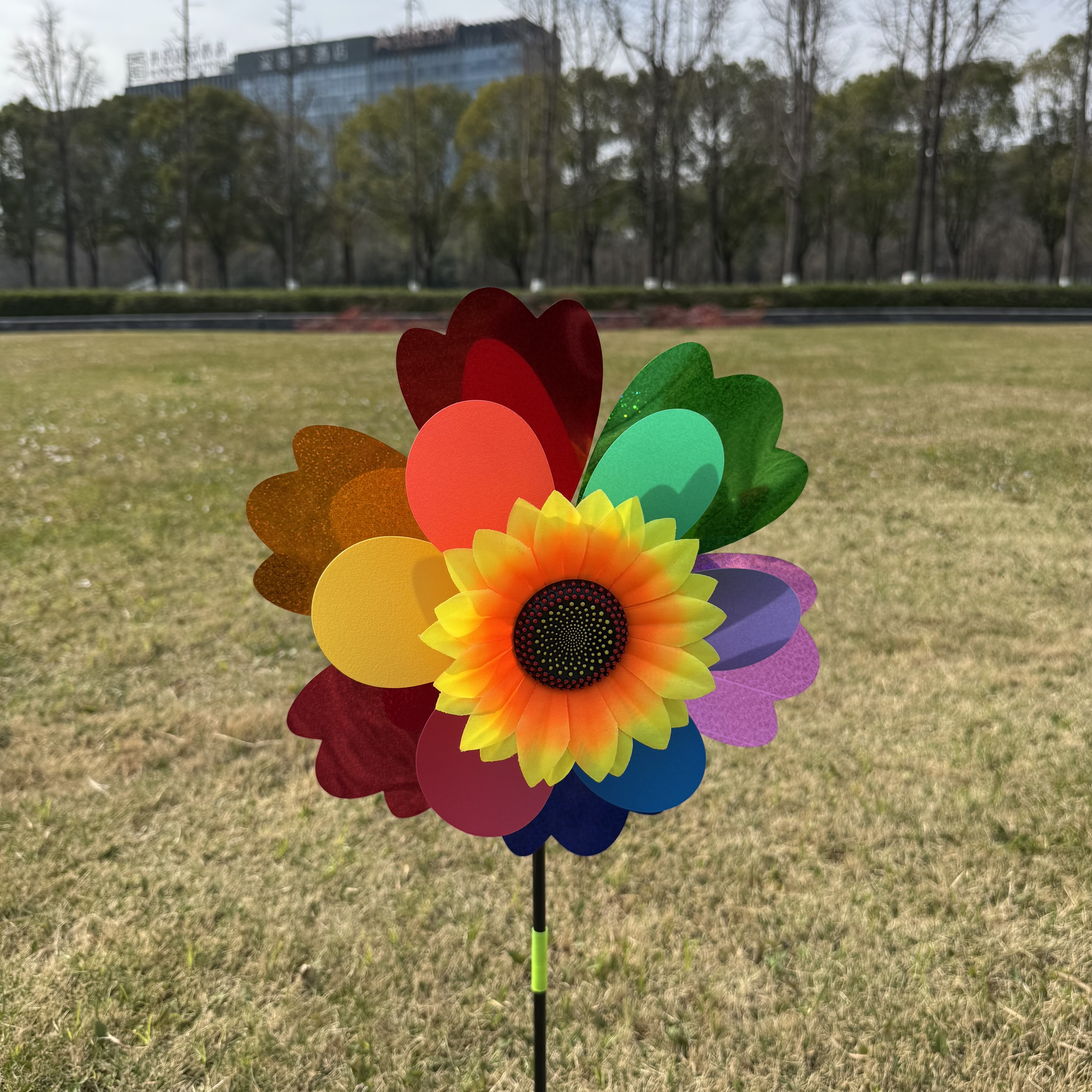 双层大号太阳花风车公园摆摊园林插件儿童玩具装饰品户外风车玩具