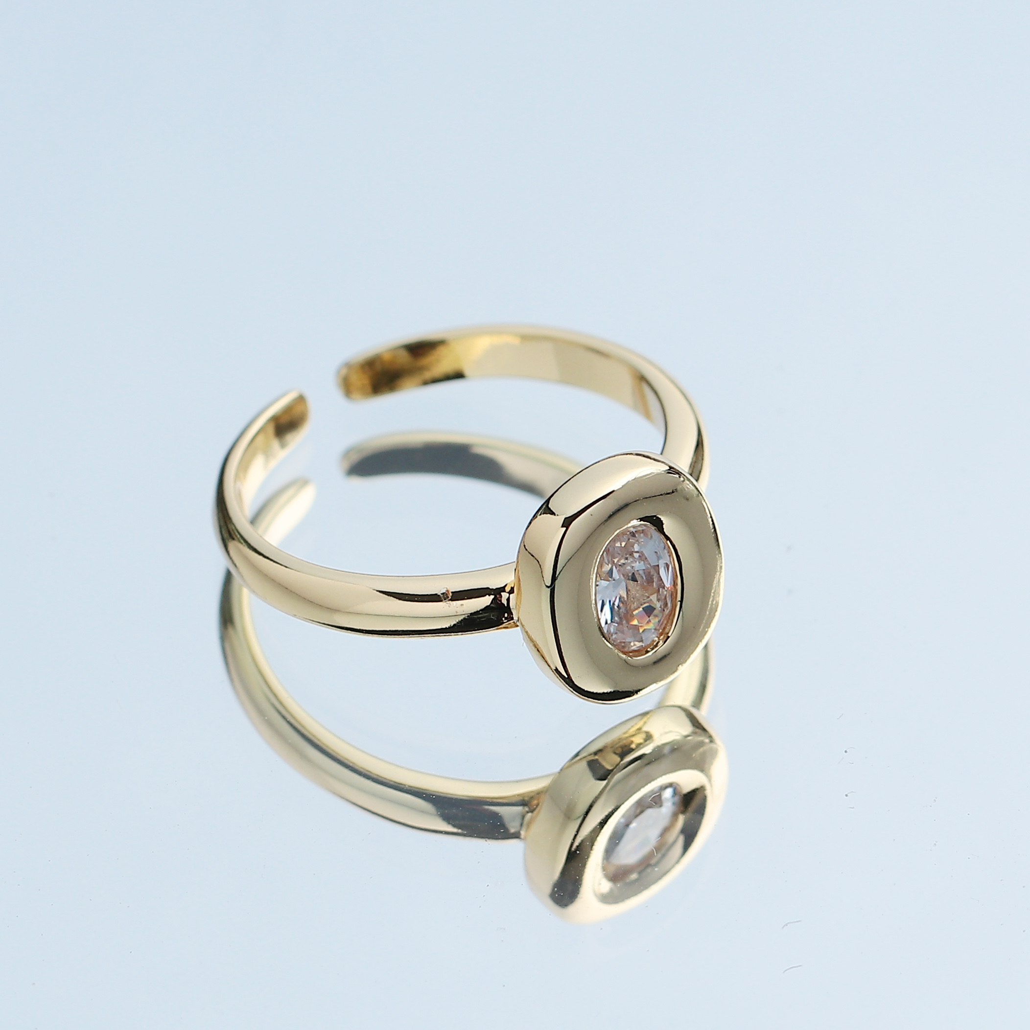 黄油欧包开口戒，精铜，锆石，开口调节详情图2