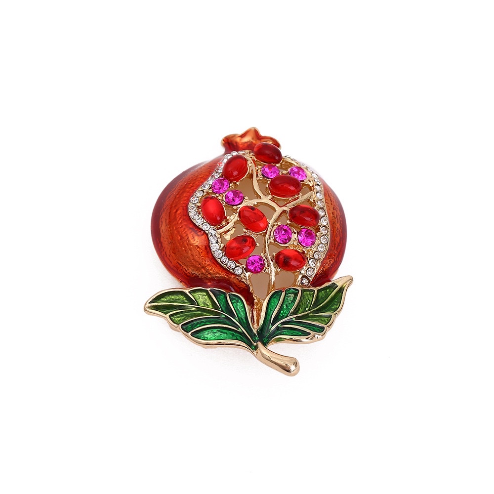 Hot-selling pomegranate series brooches, eco-friendly European and American cross-border alloy pomegranate fruit and pomegranate flower brooches, clothing and accessories wholesale detail image 6