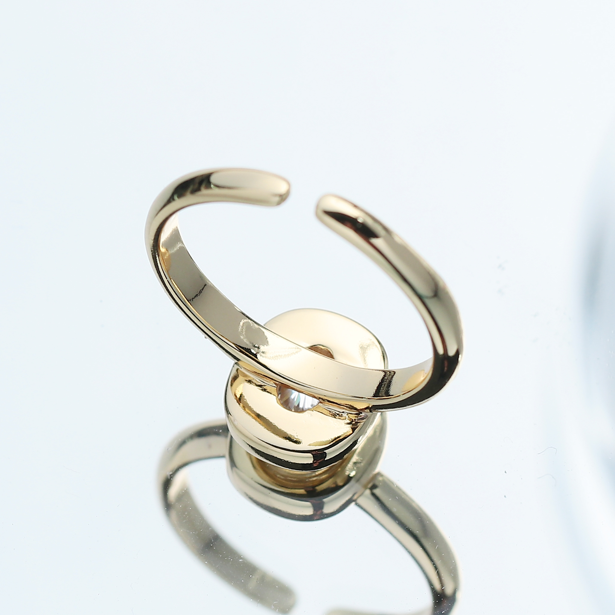 黄油欧包开口戒，精铜，锆石，开口调节详情图3