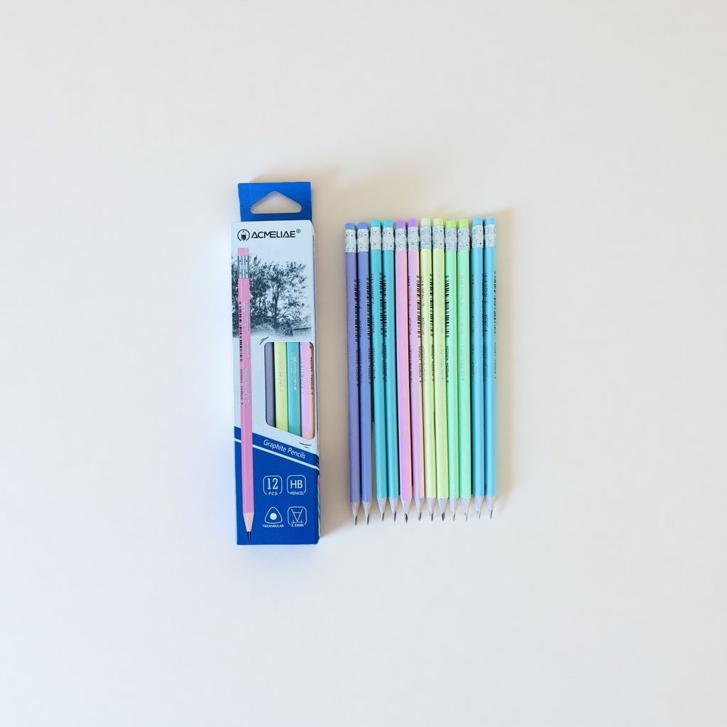 ACMELIAE六色马卡龙HB铅笔带皮头43009彩色绘画用详情图5