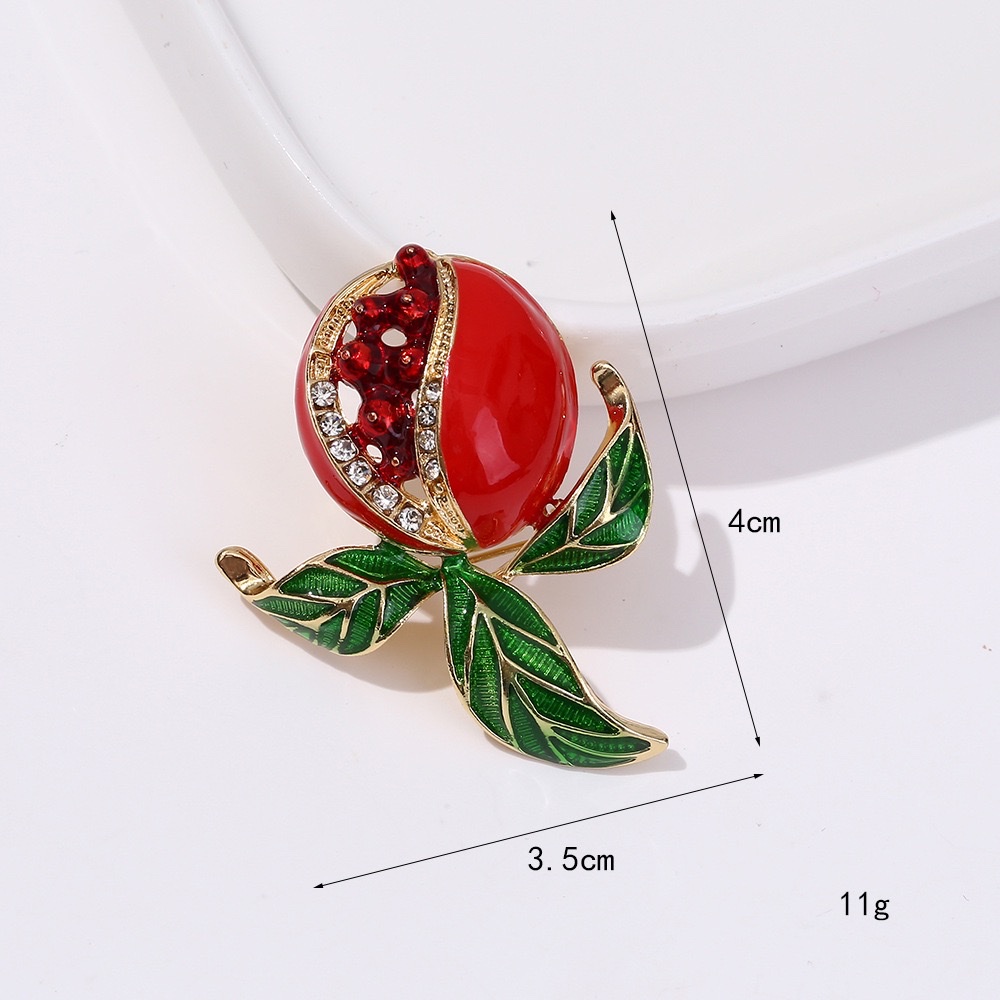 Hot-selling pomegranate series brooches, eco-friendly European and American cross-border alloy pomegranate fruit and pomegranate flower brooches, clothing and accessories wholesale Item Picture