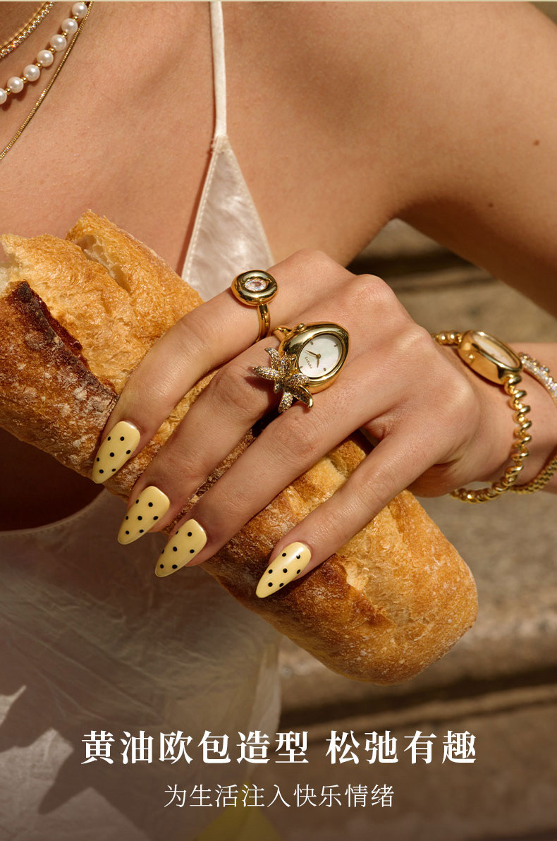 黄油欧包开口戒，精铜，锆石，开口调节白底实物图