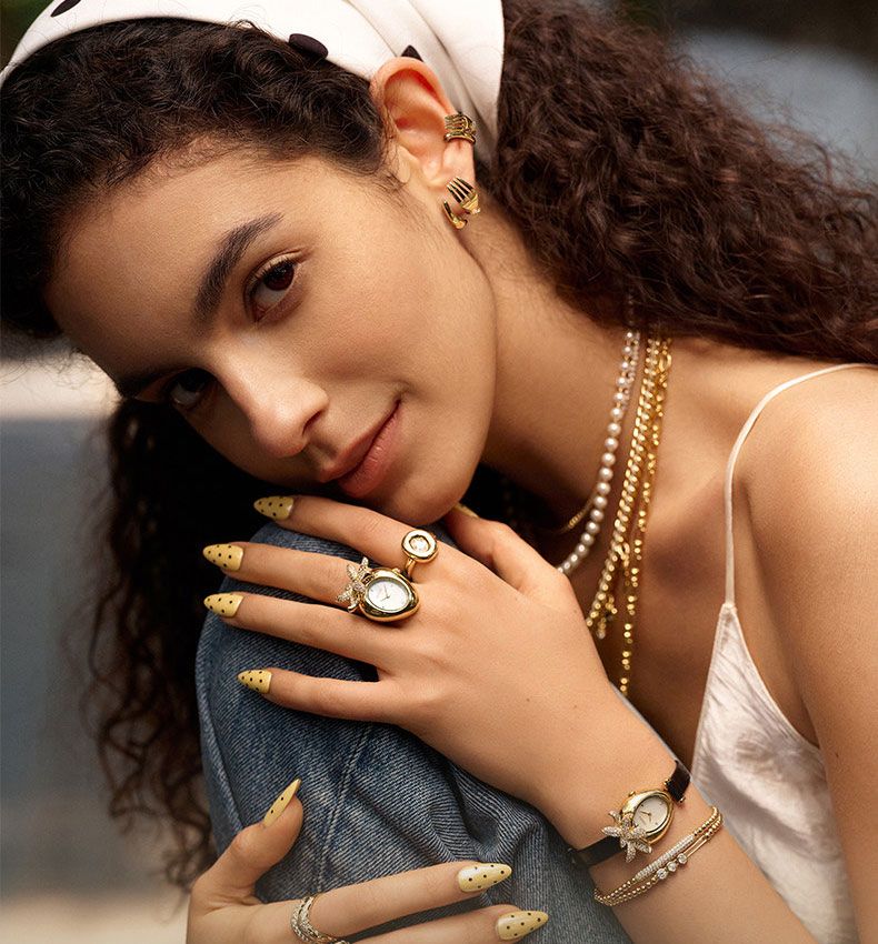 黄油欧包开口戒，精铜，锆石，开口调节详情图4