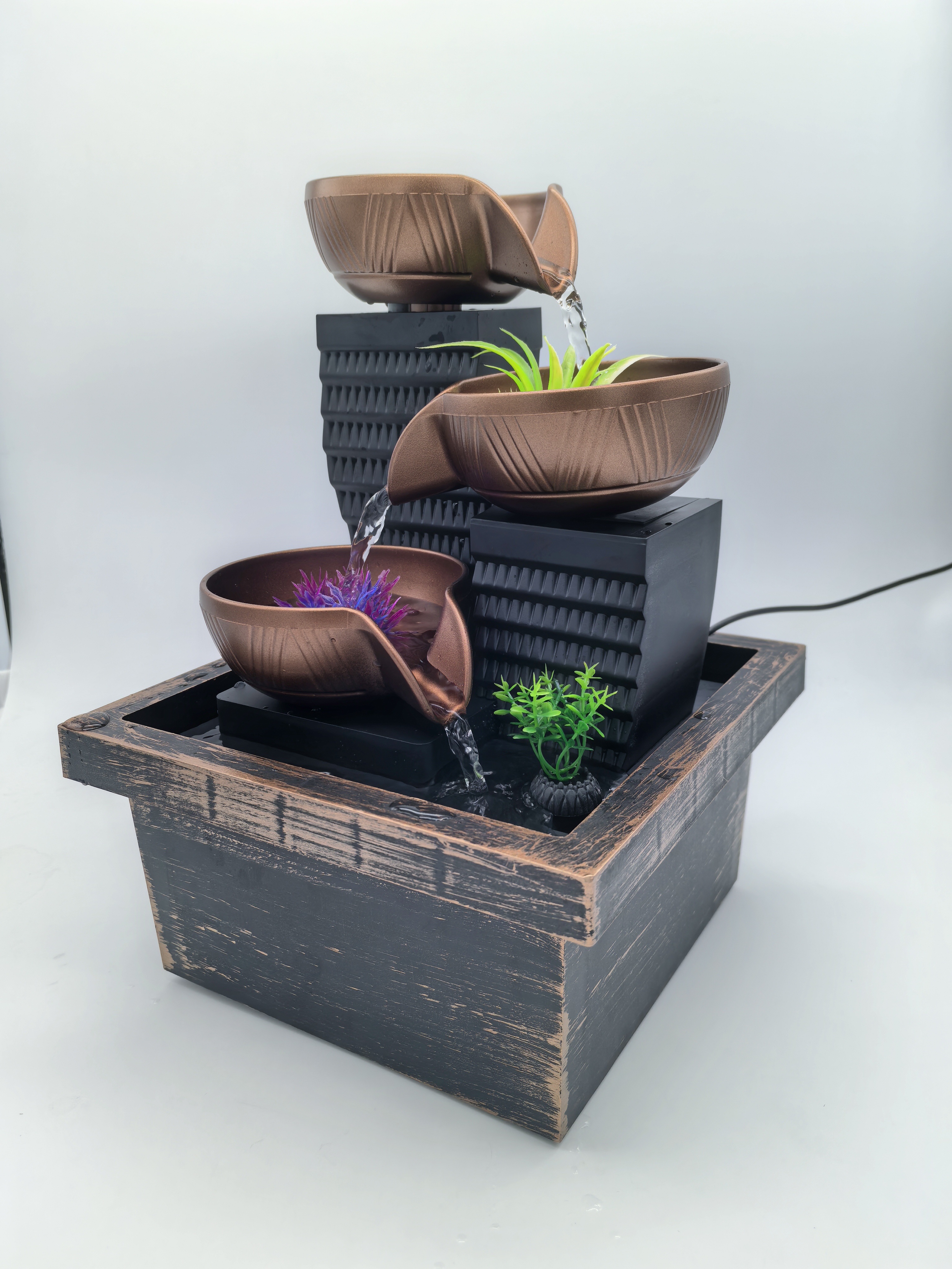 Small bonsai atomizing humidifier, USB flowing water, small bonsai gift, small ornaments, LED light table ornaments, feng shui small ornaments Specification image
