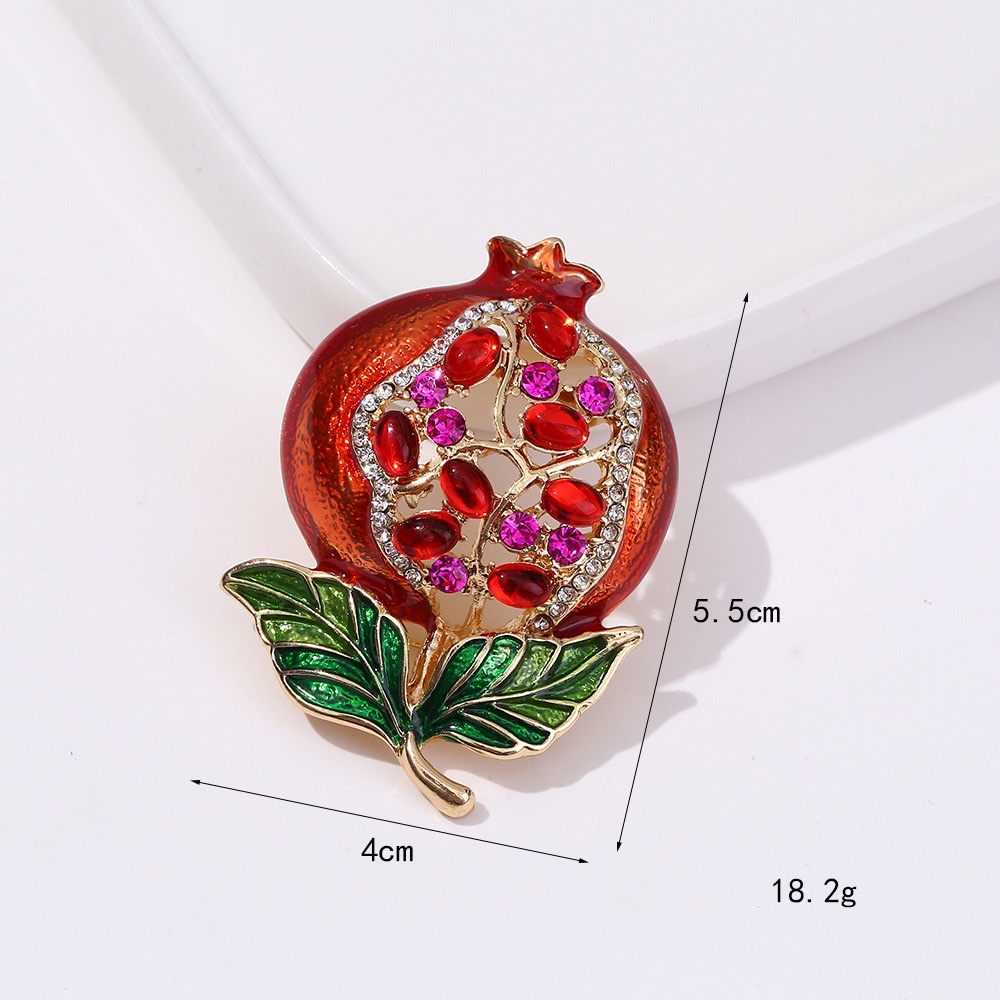 Hot-selling pomegranate series brooches, eco-friendly European and American cross-border alloy pomegranate fruit and pomegranate flower brooches, clothing and accessories wholesale detail image 7