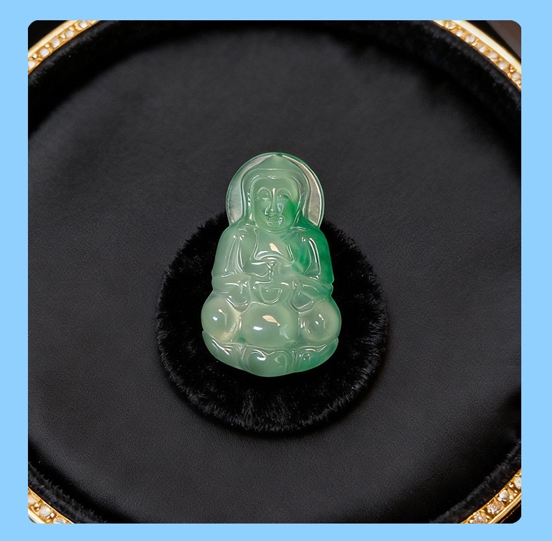 Natural African jade Guanyin pendant detail image 7