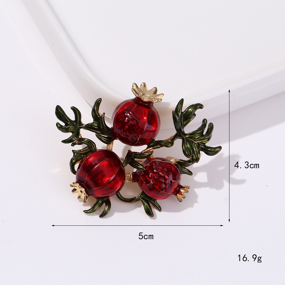 Hot-selling pomegranate series brooches, eco-friendly European and American cross-border alloy pomegranate fruit and pomegranate flower brooches, clothing and accessories wholesale detail image 12
