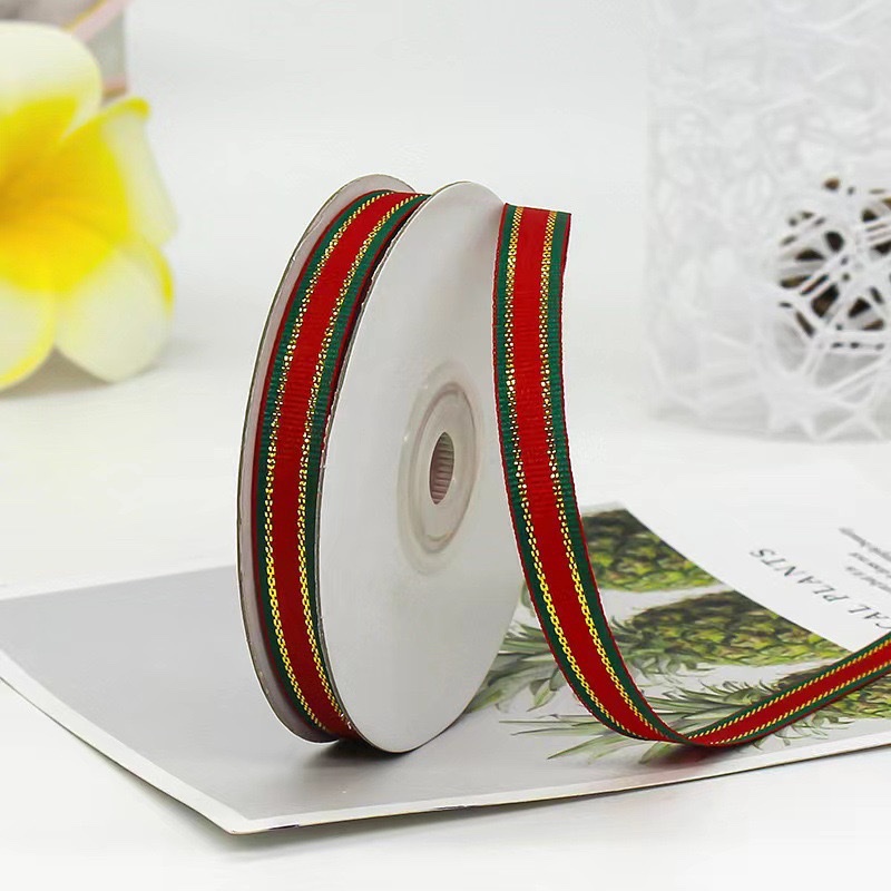 跨境新款圣诞丝带红绿条纹织带提花包装彩带礼物配饰缎带厂家批发 详情图4