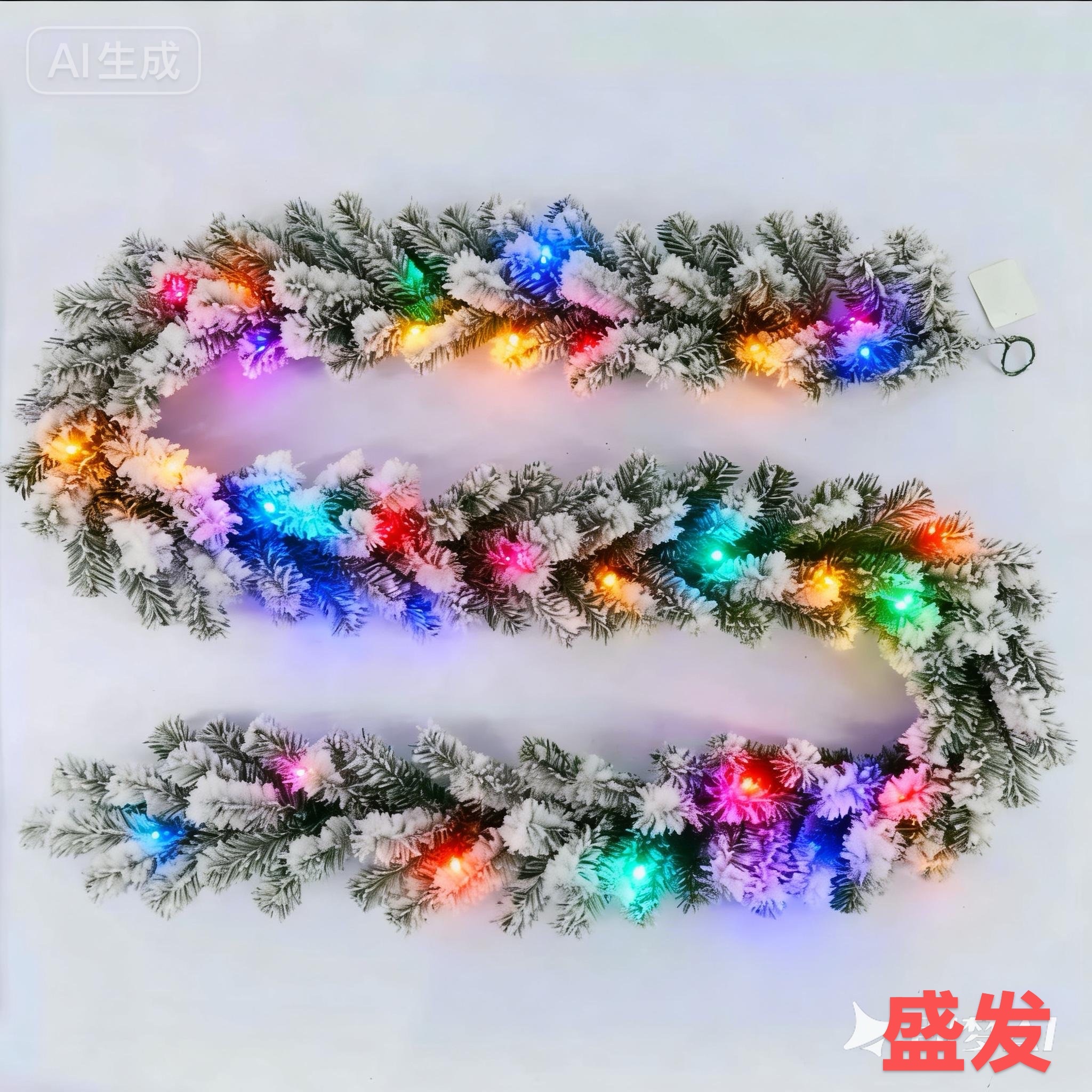 2米7加密圣诞藤条PVC植绒花环圣诞装饰用品彩灯圣诞藤条详情图2