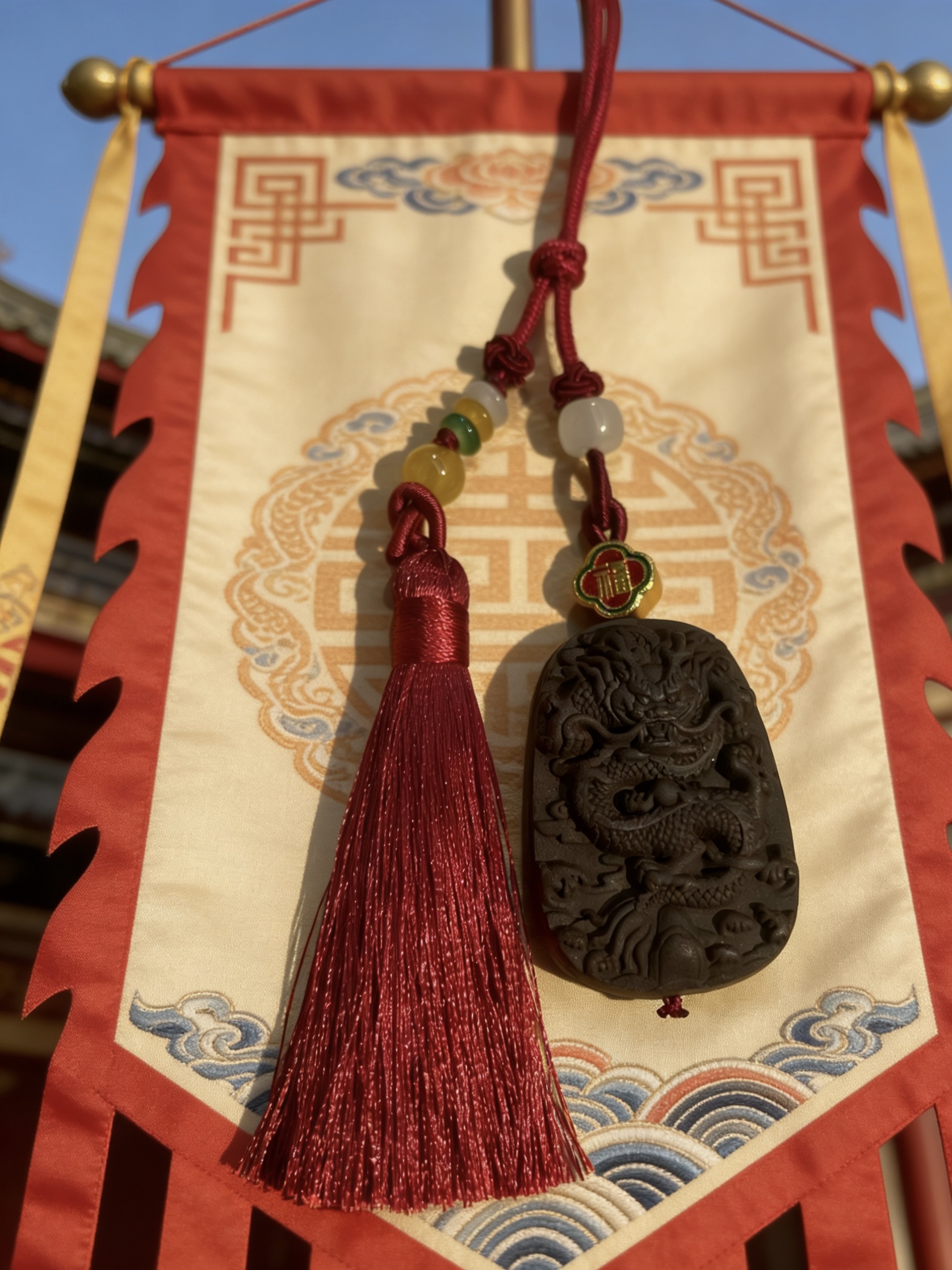 龙车挂项链合香牌