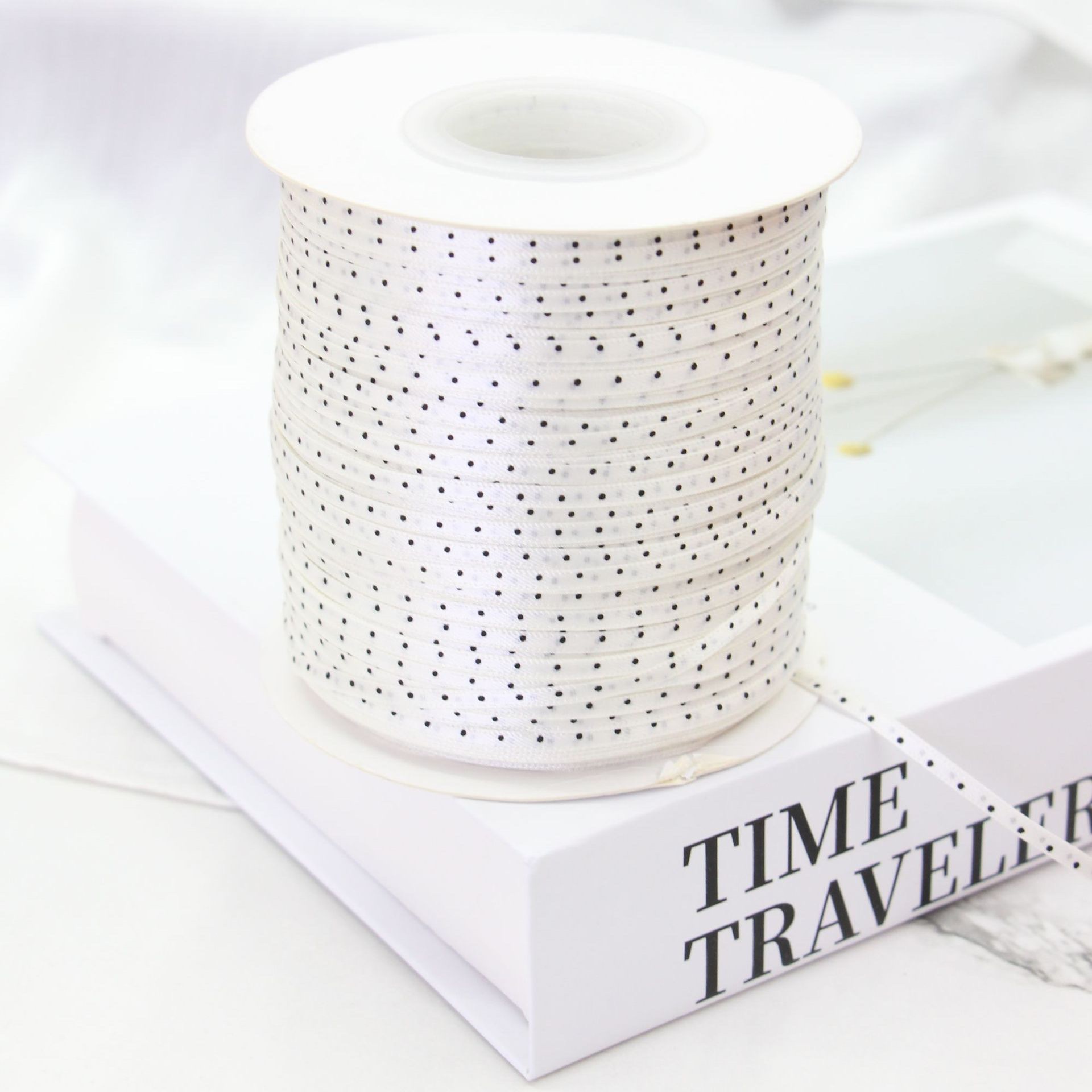 3mm双面波点细丝带服装辅料3mm波点细丝带波点蝴蝶结现货丝带 丝带详情图3