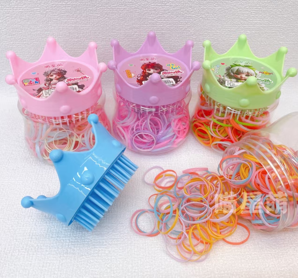 皇冠梳子瓶装 一次性皮筋  一次性皮筋 儿童发饰 发圈