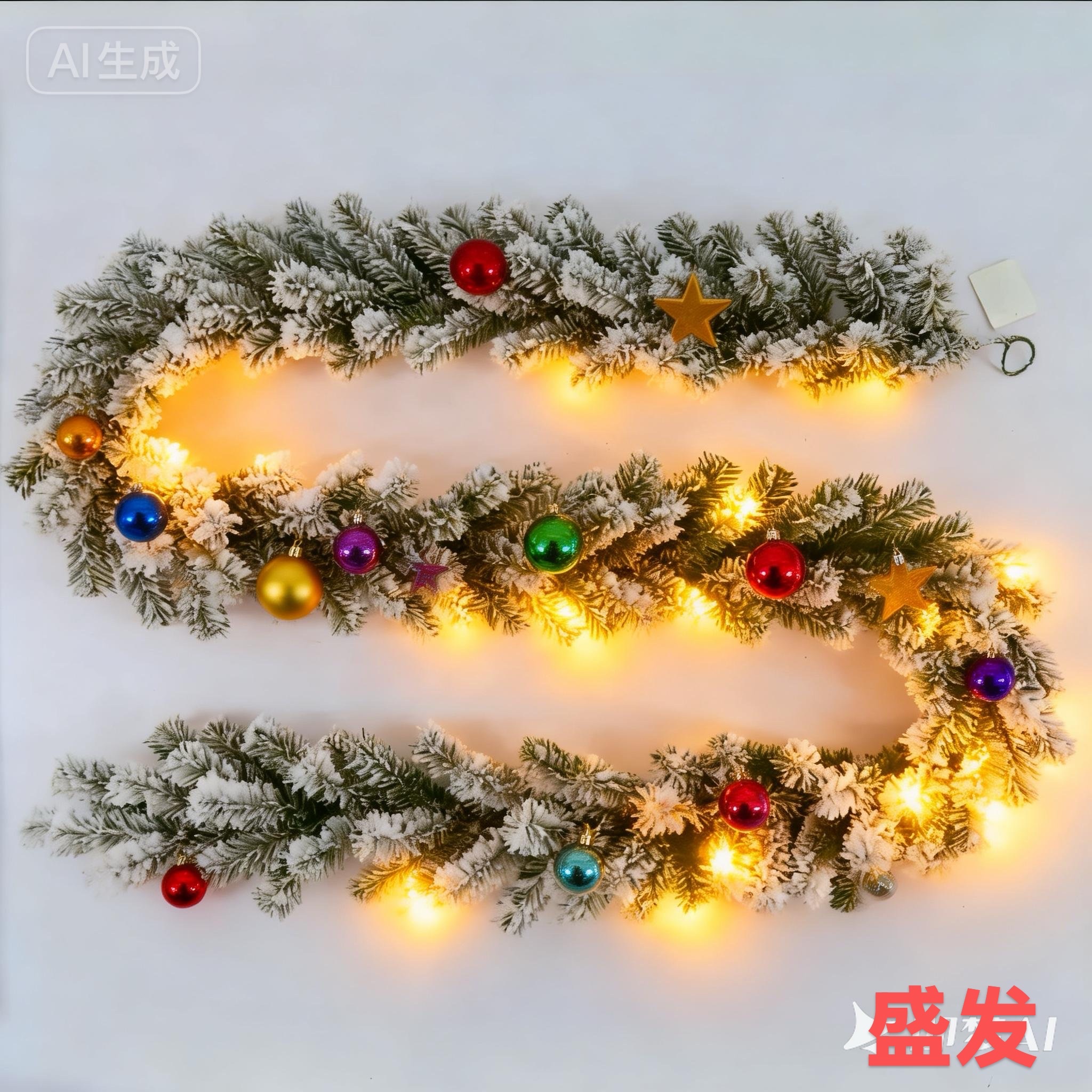 2米7加密圣诞藤条PVC植绒花环圣诞装饰用品彩灯圣诞藤条