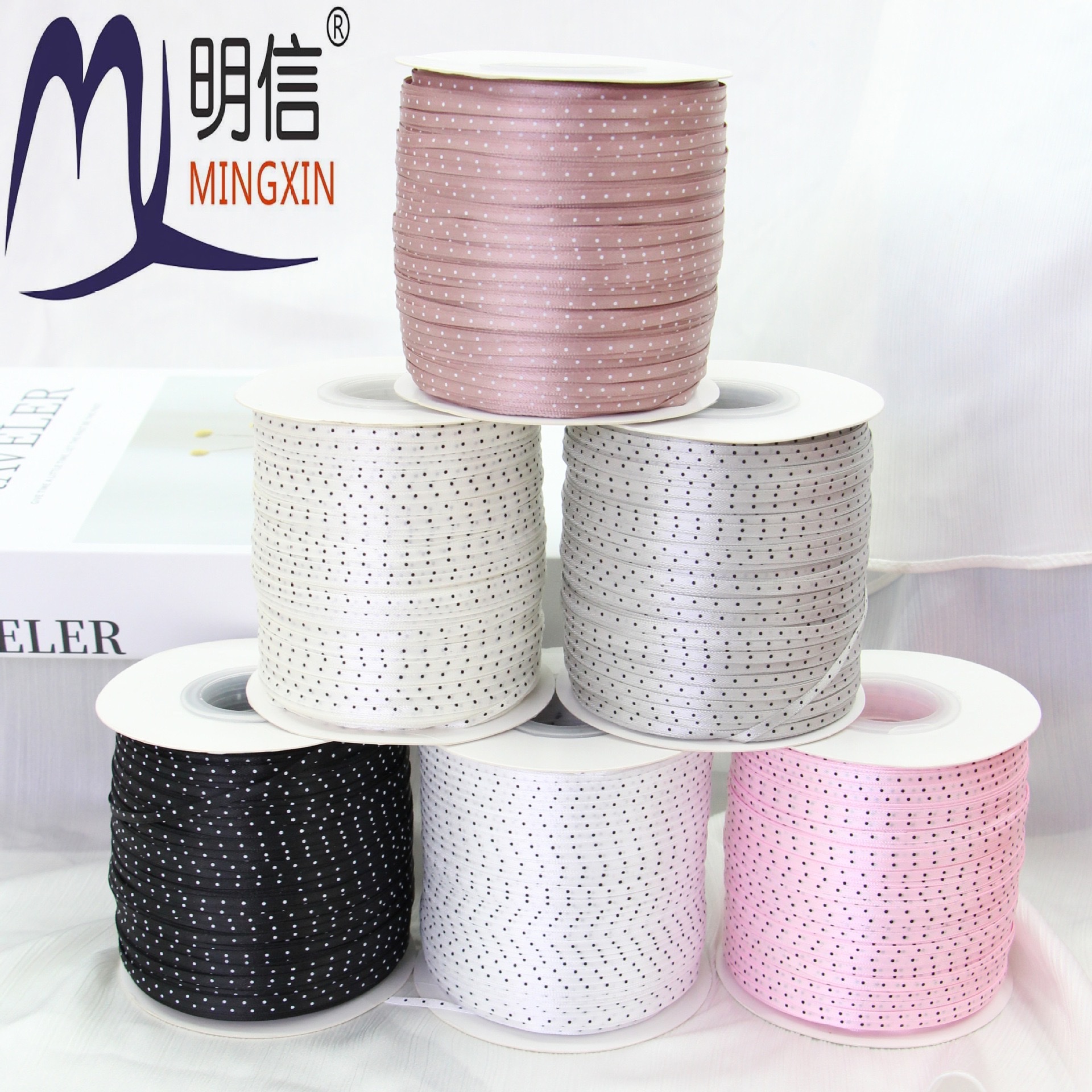 3mm双面波点细丝带服装辅料3mm波点细丝带波点蝴蝶结现货丝带 丝带产品图