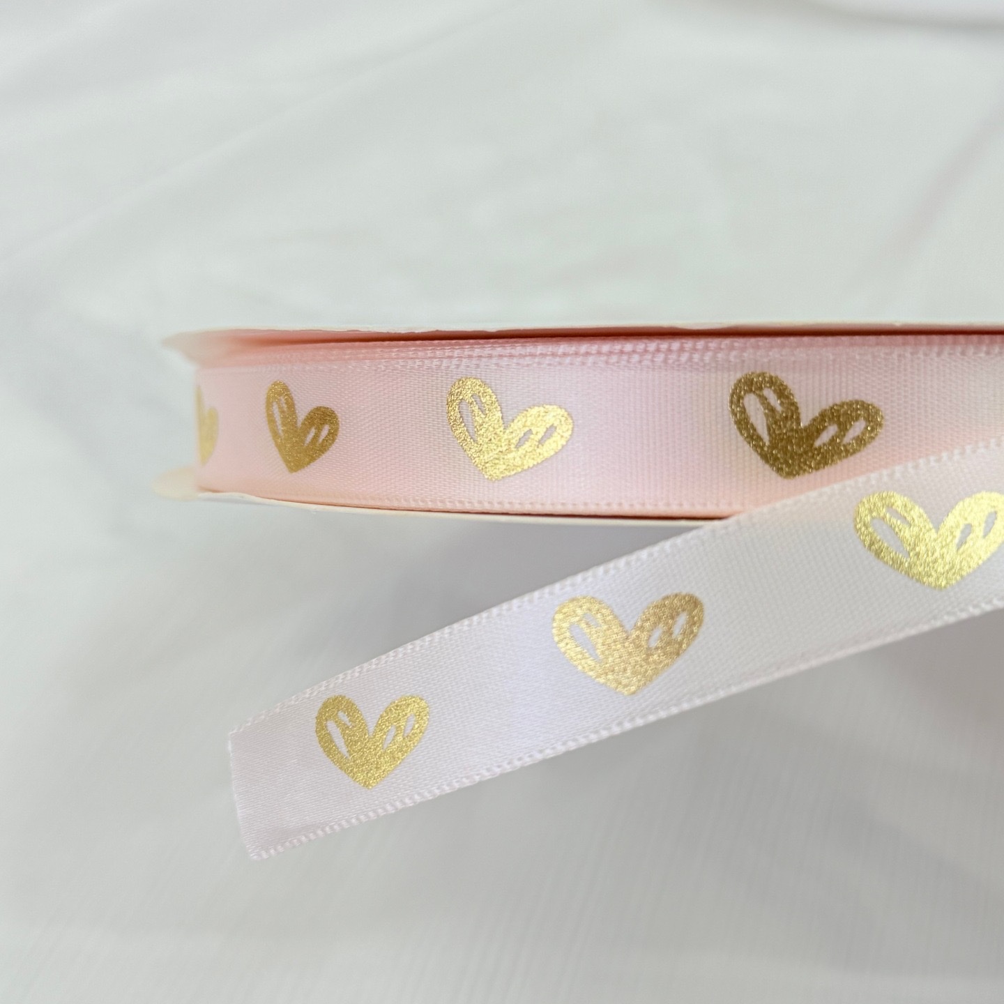 1.6cm gold-embossed heart-shaped ribbon, satin ribbon, colored ribbon, diy handmade bow, gift, baked flower, packaging, webbing detail image 7